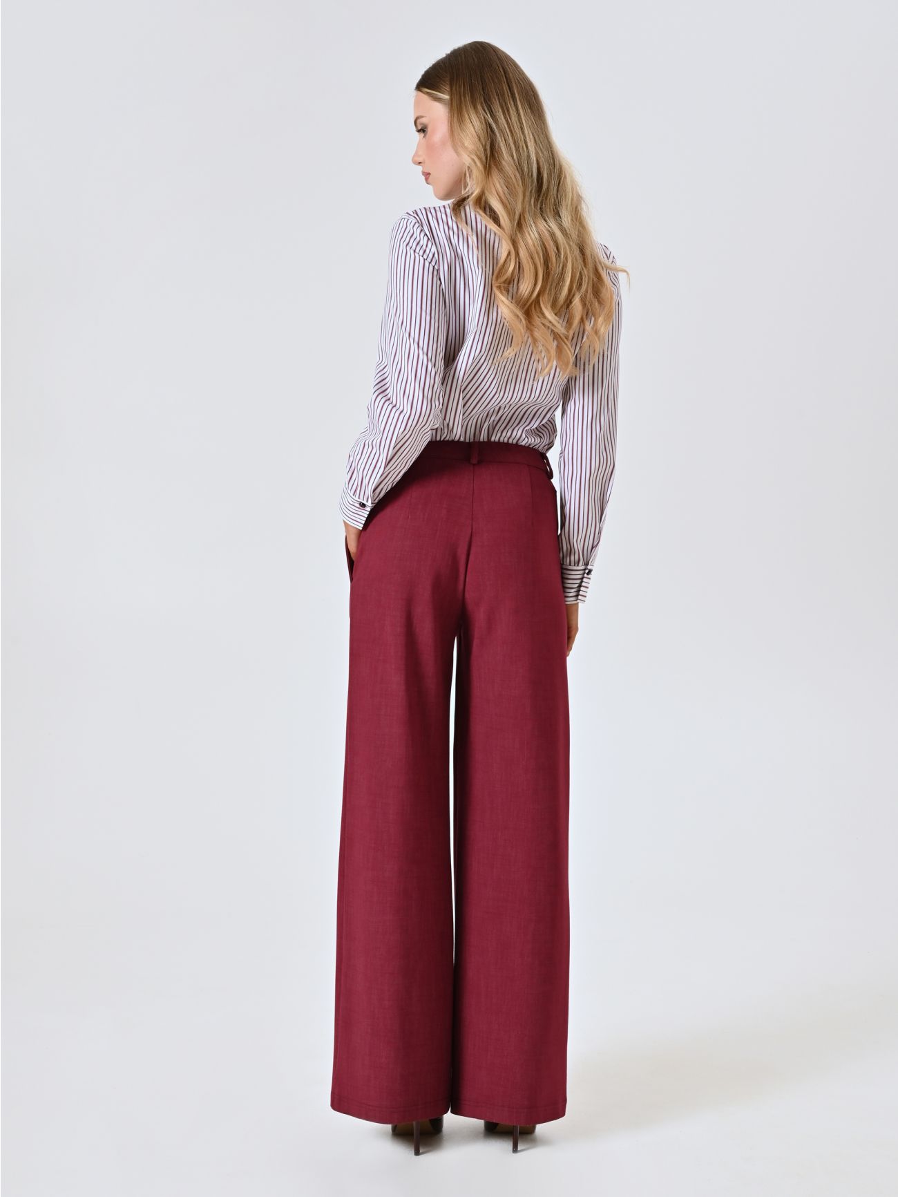 Pantaloni Bordeaux in Punto Milano Fiammato det_3