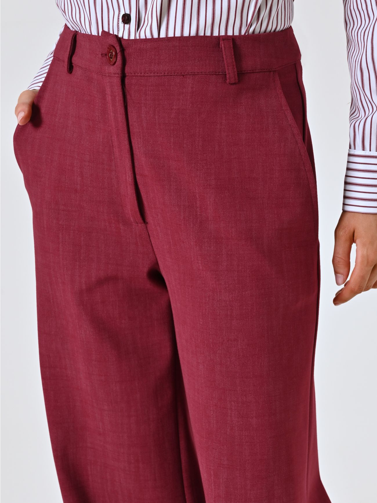 Pantaloni Bordeaux in Punto Milano Fiammato in_i5