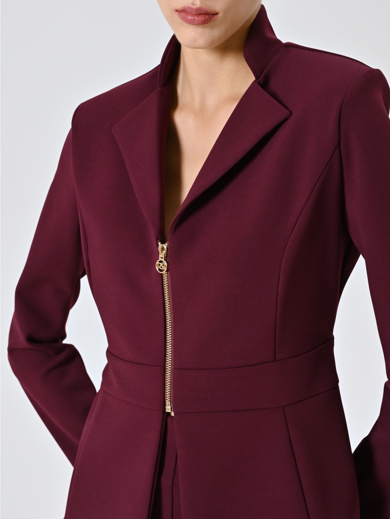 Giacca Bordeaux in Scuba mano Crepe in_i5