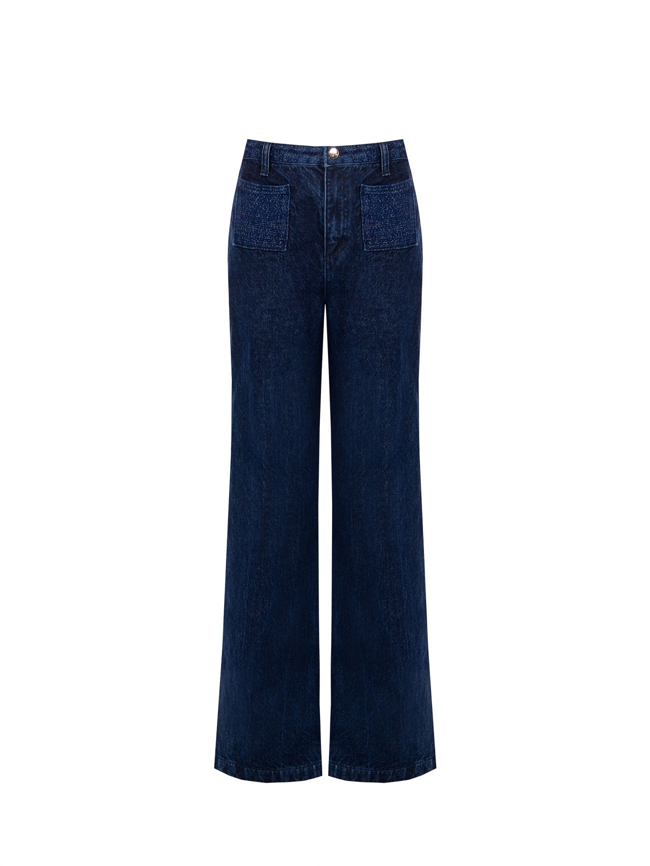 Jeans mit weitem Bein und Lurex-Details det_4
