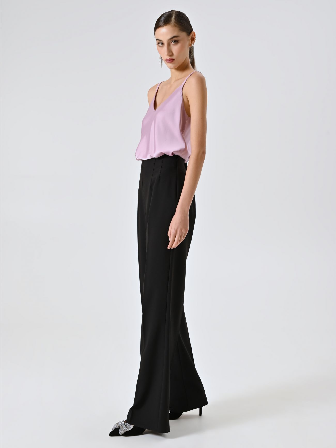 Black Flared Trousers in Technical Fabric in_i7