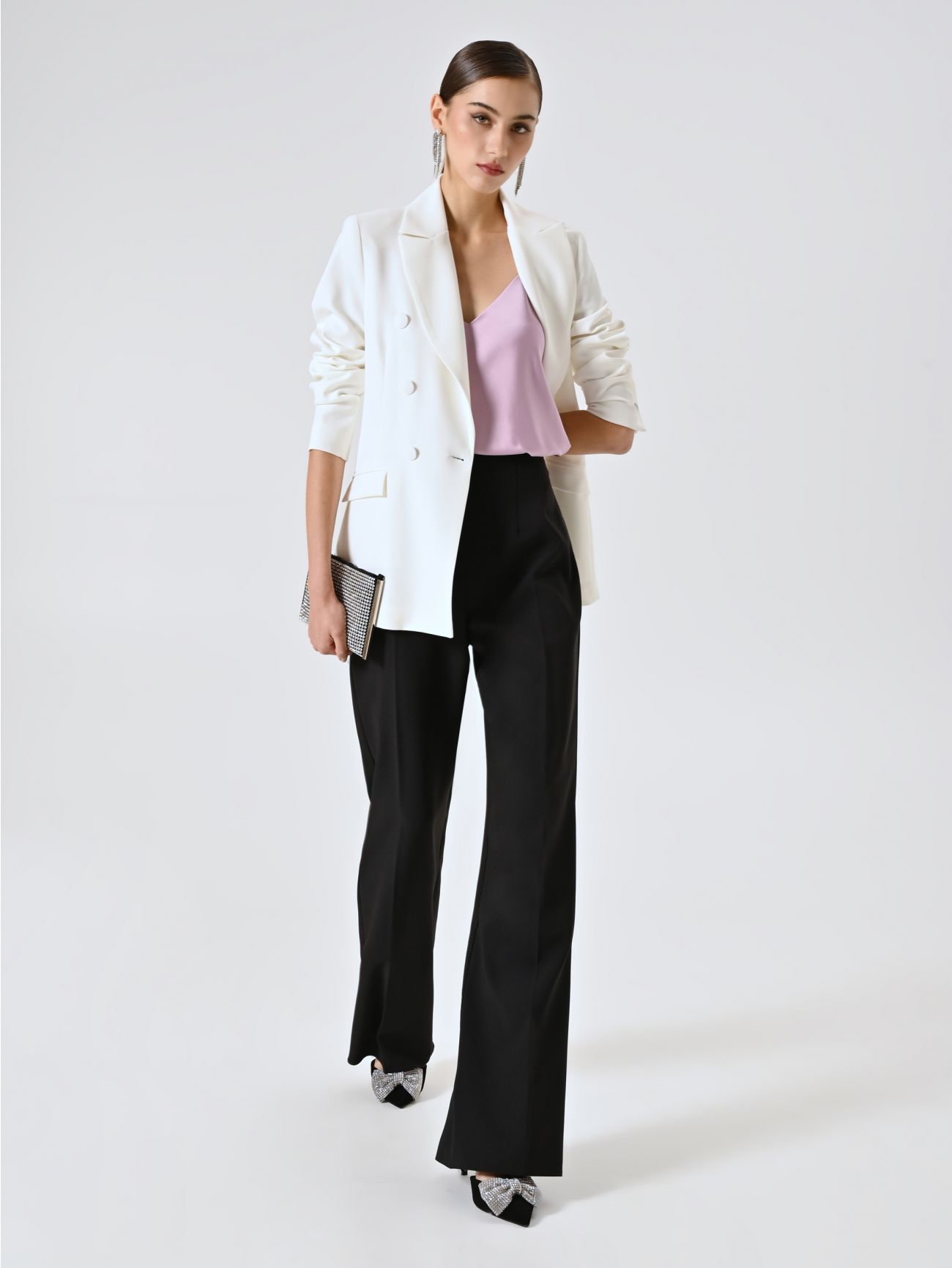 Black Flared Trousers in Technical Fabric  Rinascimento