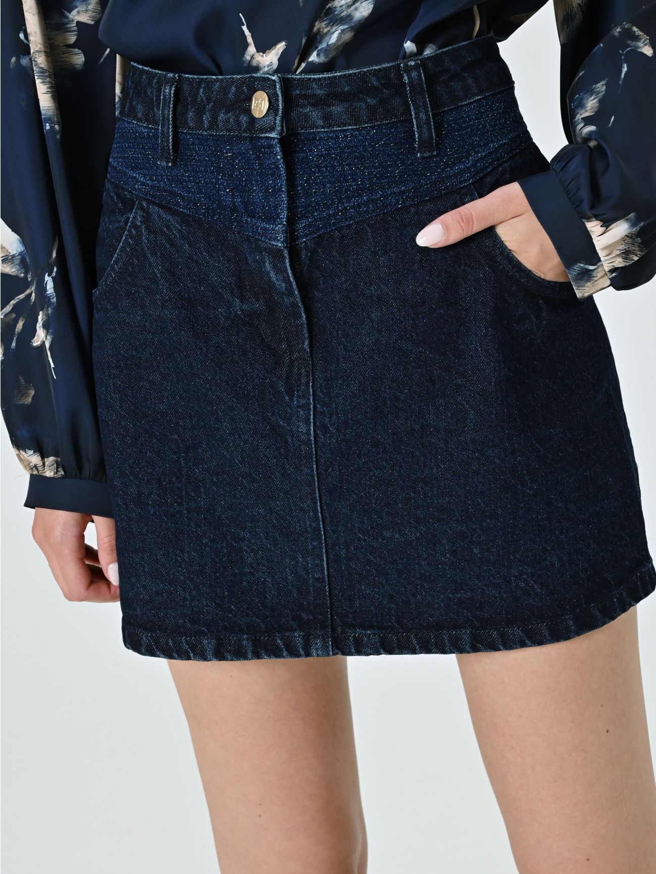Mini Gonna in Denim Lurex in_i5