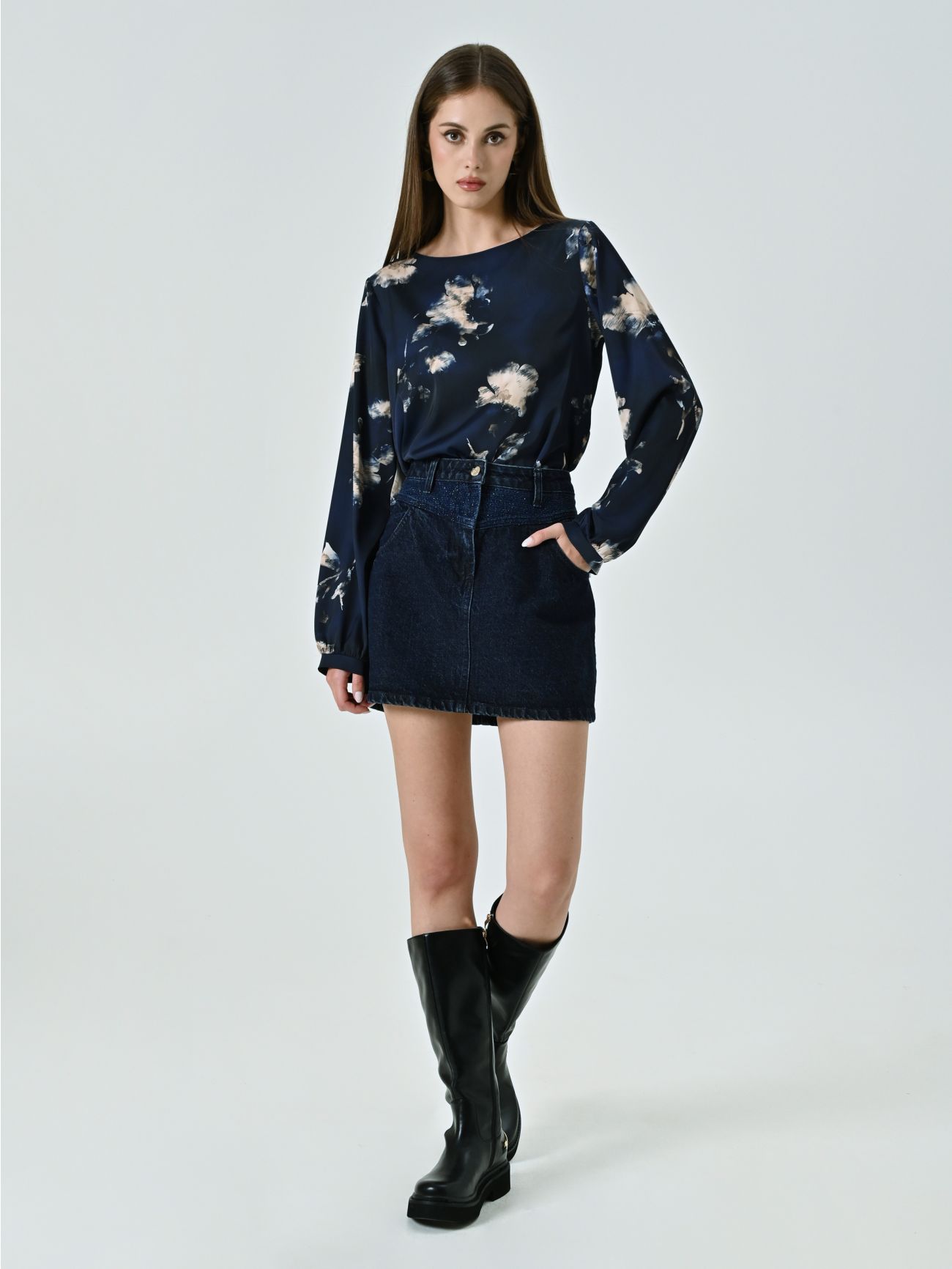 Mini Gonna in Denim Lurex in_i7