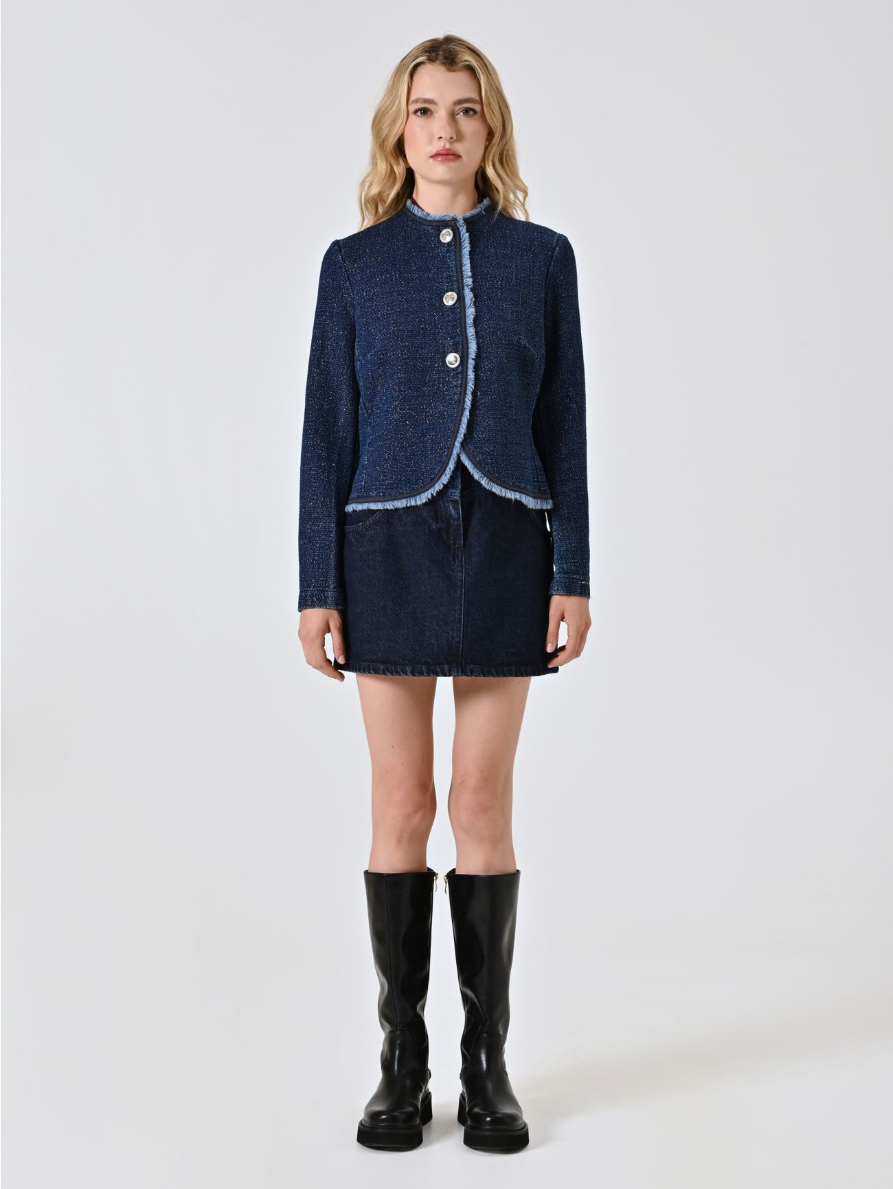 Jacke aus Denim mit Lurex-Details det_1