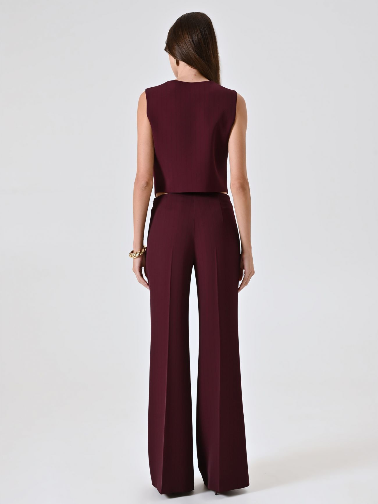 Burgundy Trousers with Black Stripe det_3