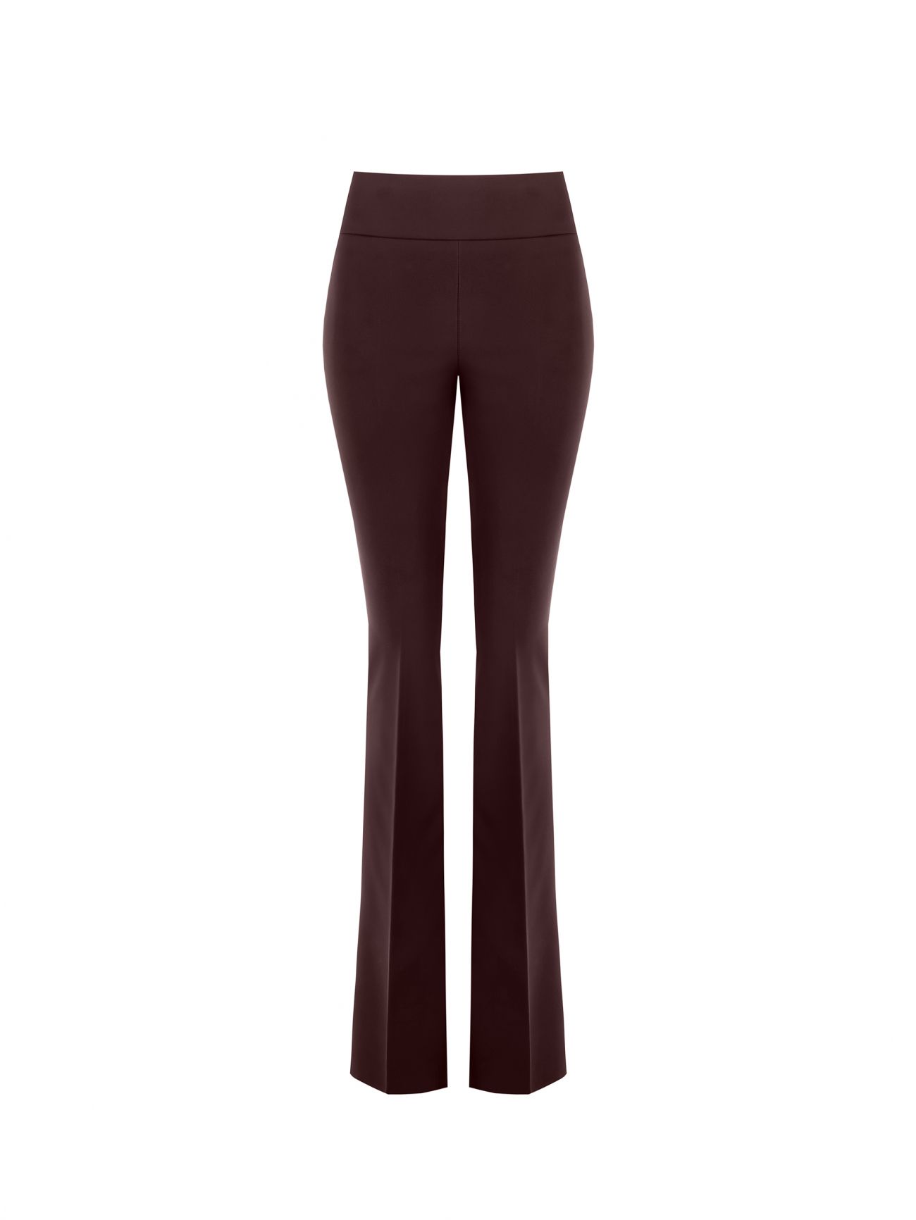 Pantalon évasé marron chocolat en tissu technique det_4