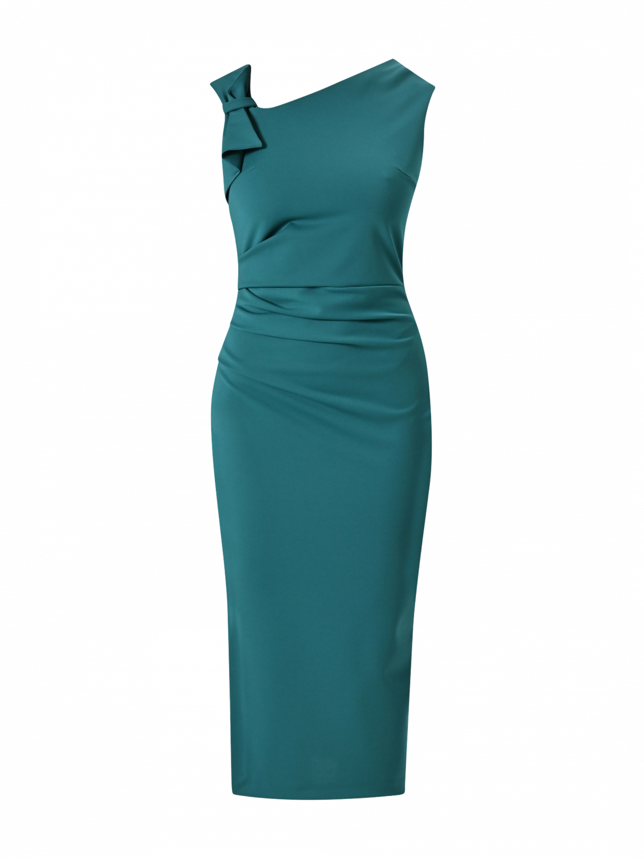 Vestido de tubo midi en punto milano verde con lazo det_4