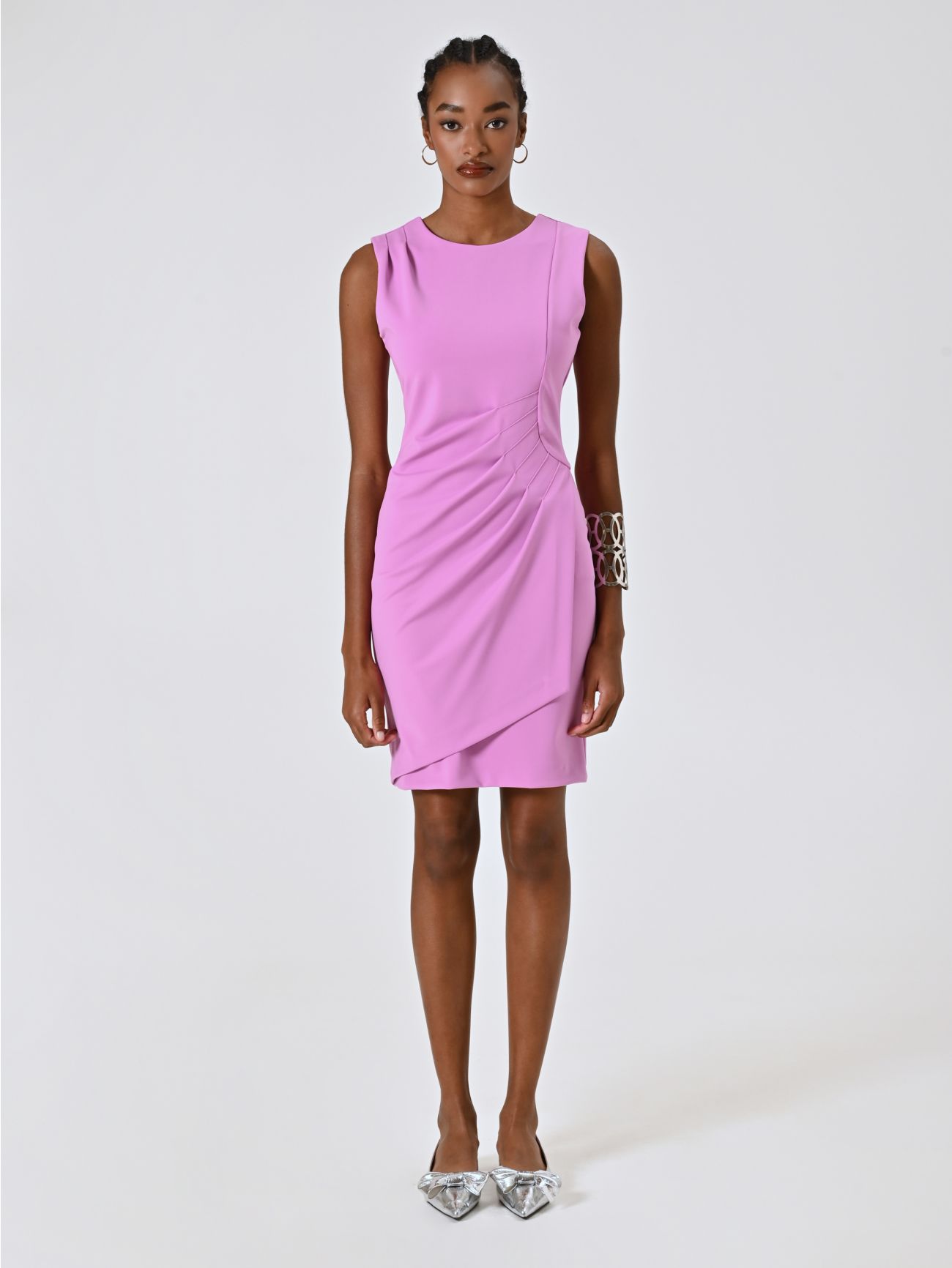Draped Sheath Dress with Wrap Skirt det_1