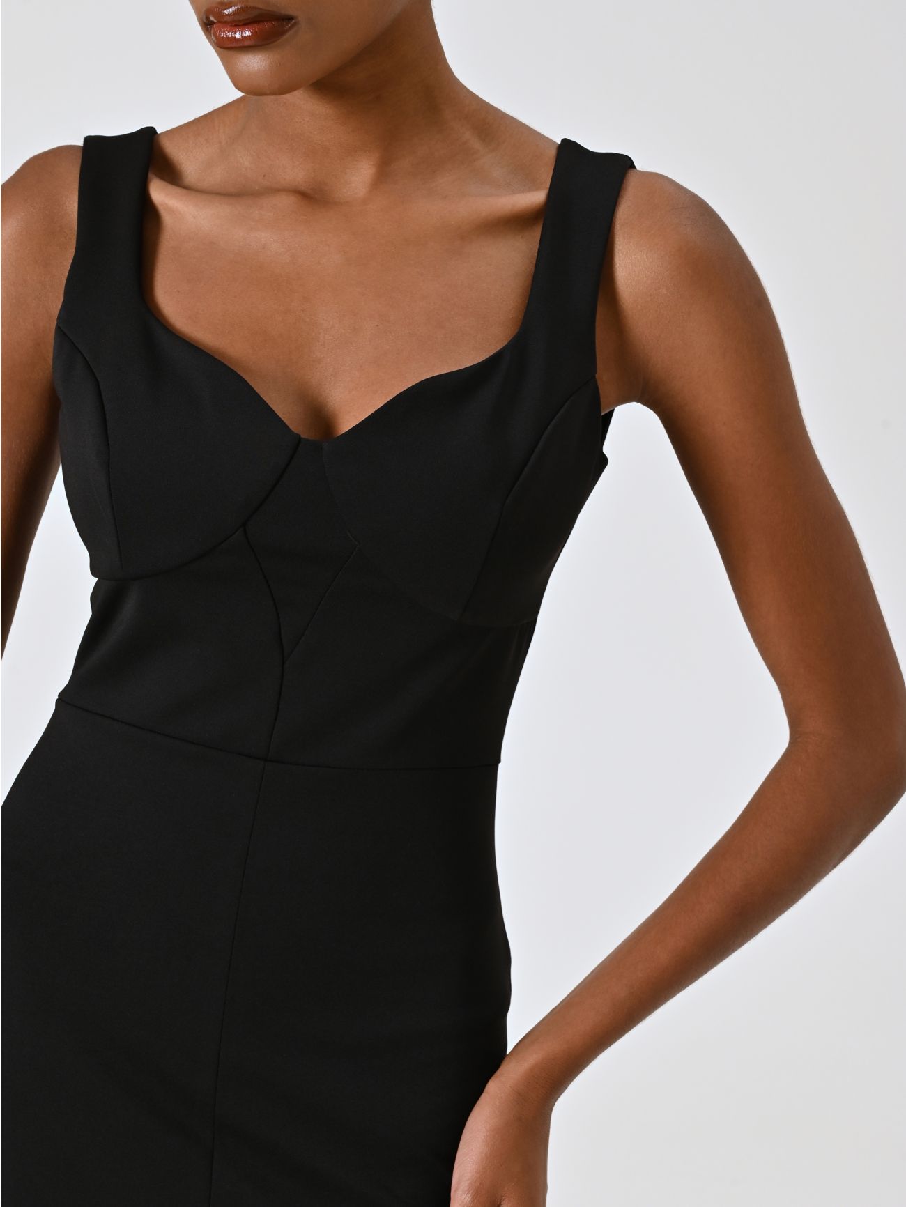 Black Bustier Sheath Dress in Milano Stitch in_i5