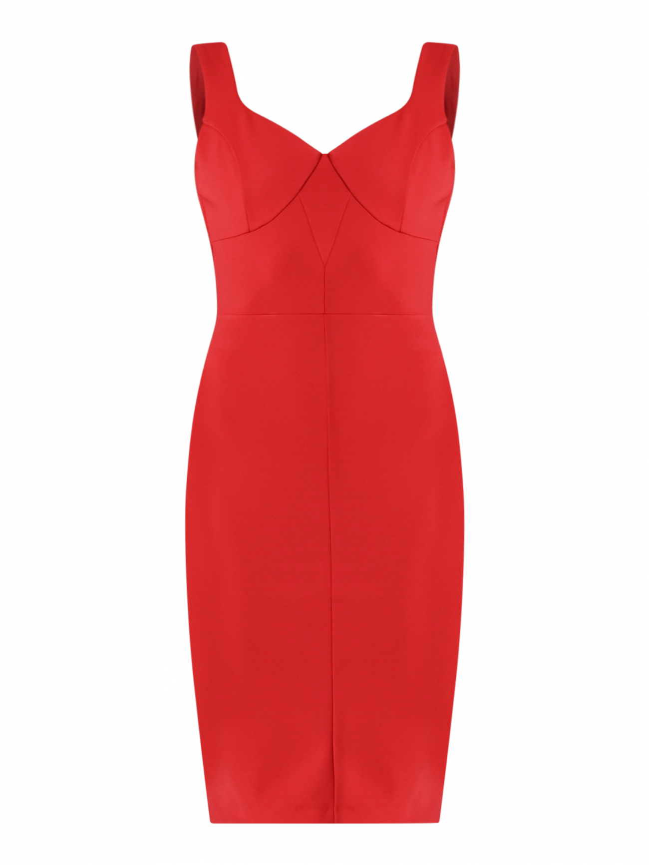 Vestido de tubo corpiño en punto milano rojo det_4