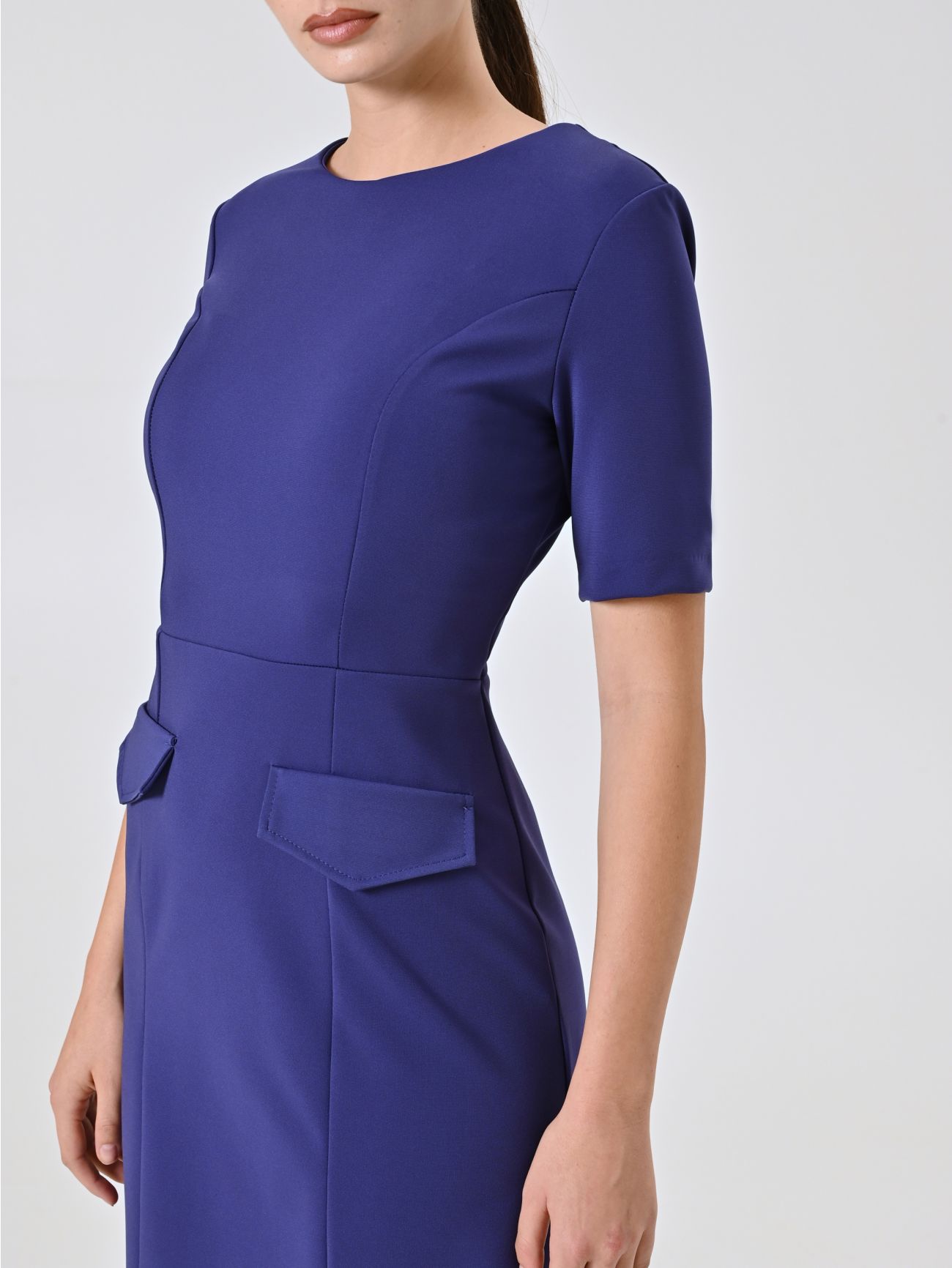 Vestido de tubo morado arándano con solapas in_i5