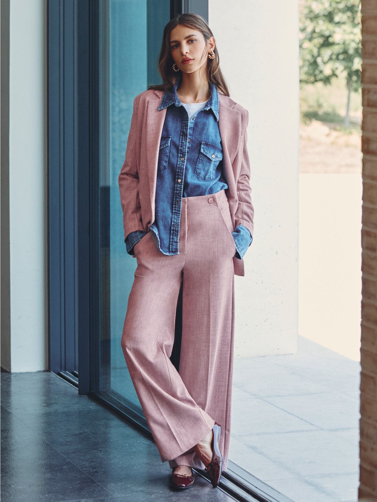 Pink Trousers in Menswear Fabric  Rinascimento