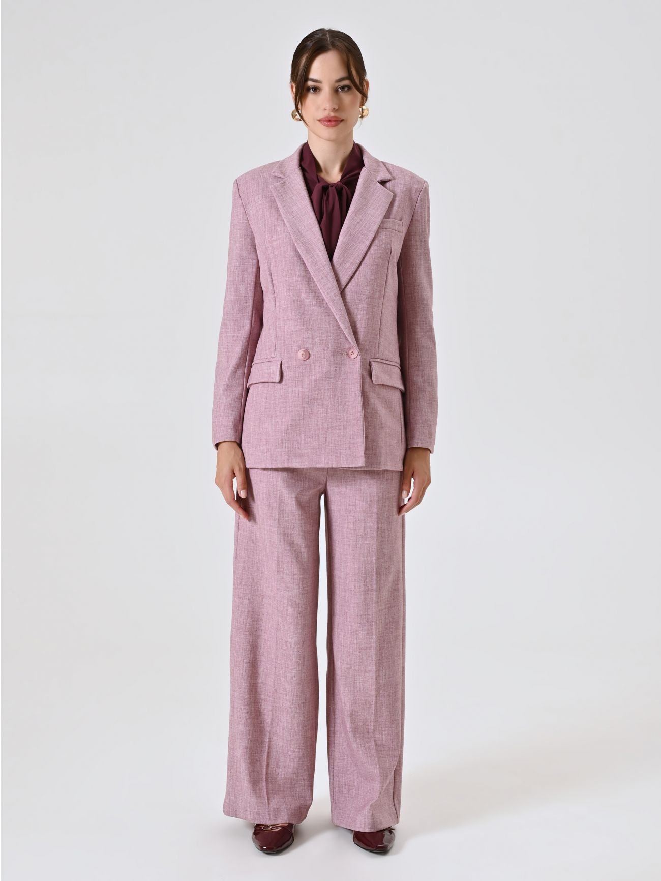 Zweireihige Jacke in Rosa aus Herrenstoff det_1
