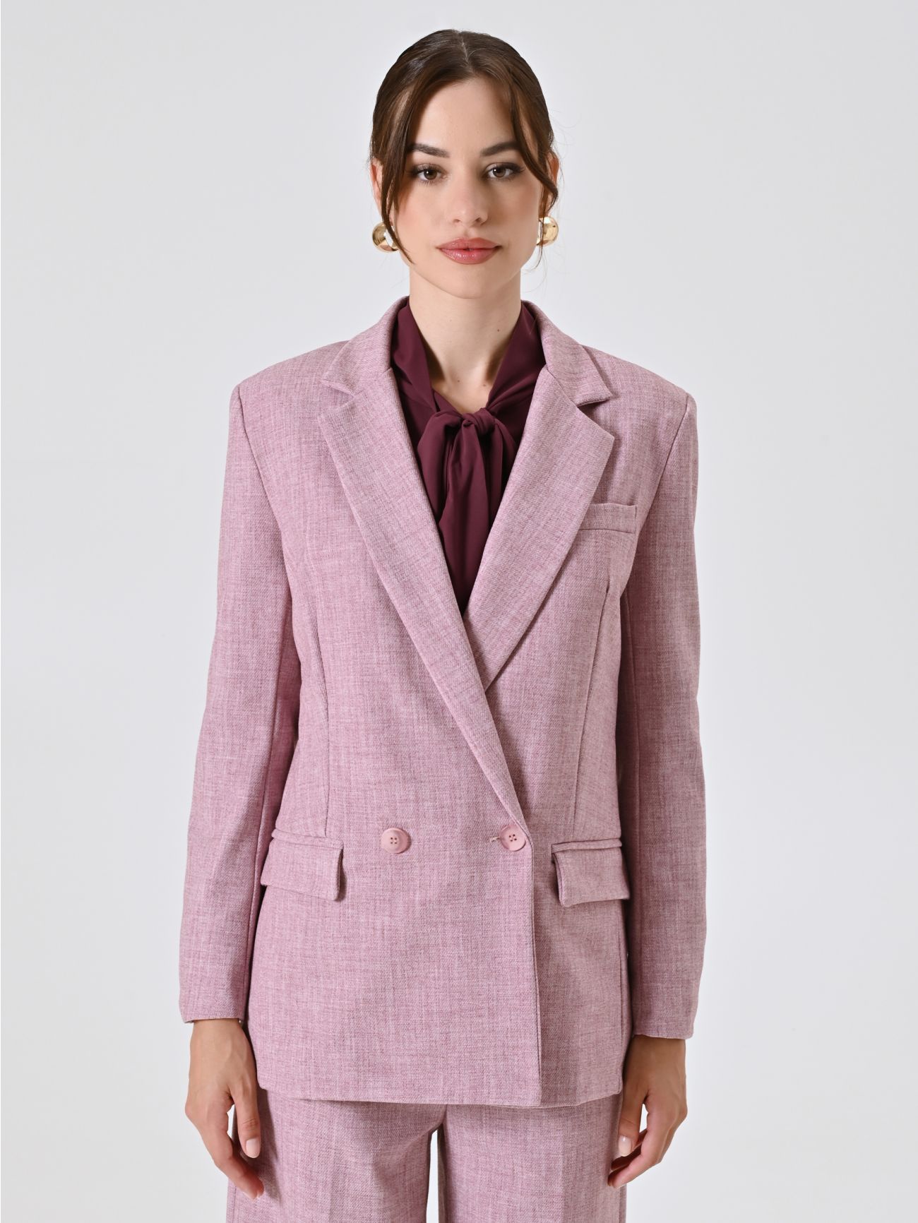 Zweireihige Jacke in Rosa aus Herrenstoff det_2