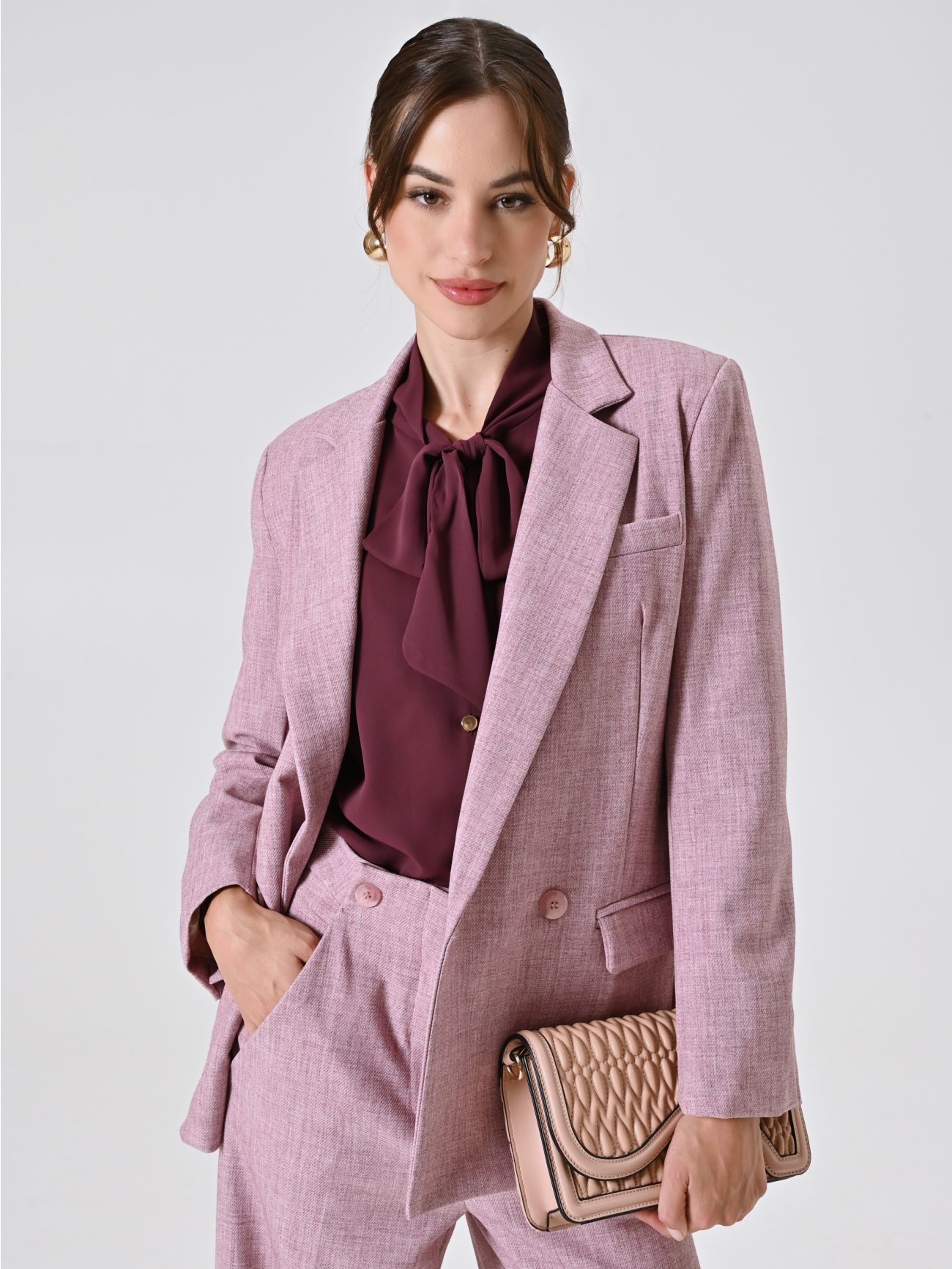 Zweireihige Jacke in Rosa aus Herrenstoff  Rinascimento