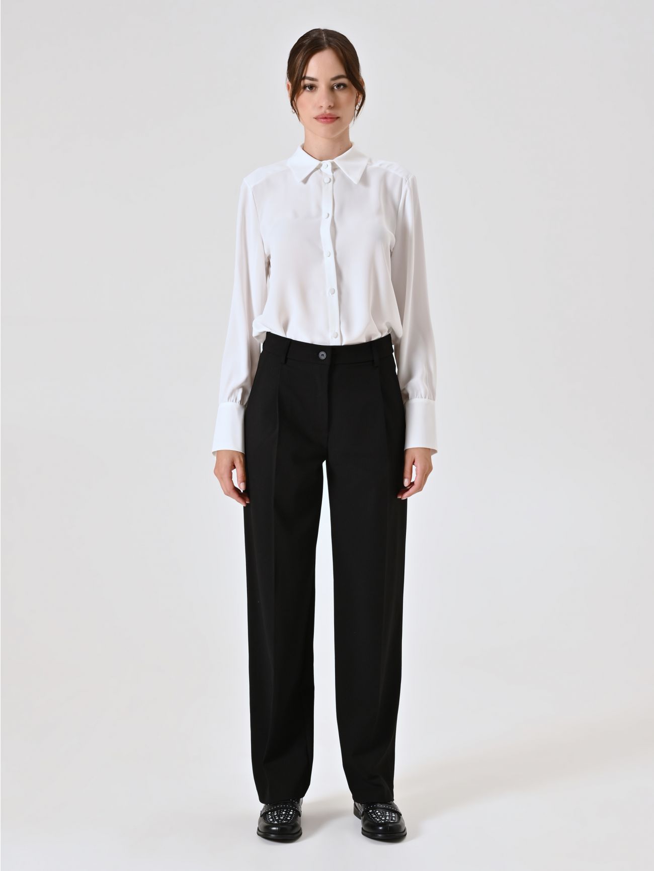 Pantaloni Neri in Misto Viscosa det_1