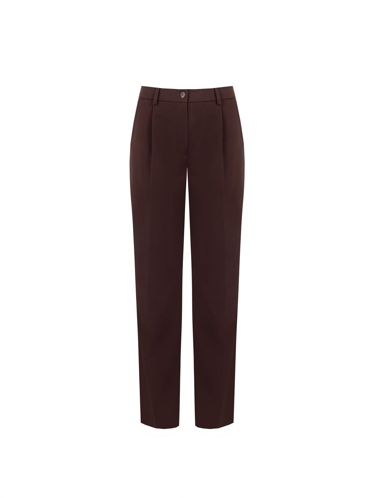Pantalon marron chocolat en viscose mélangée det_4