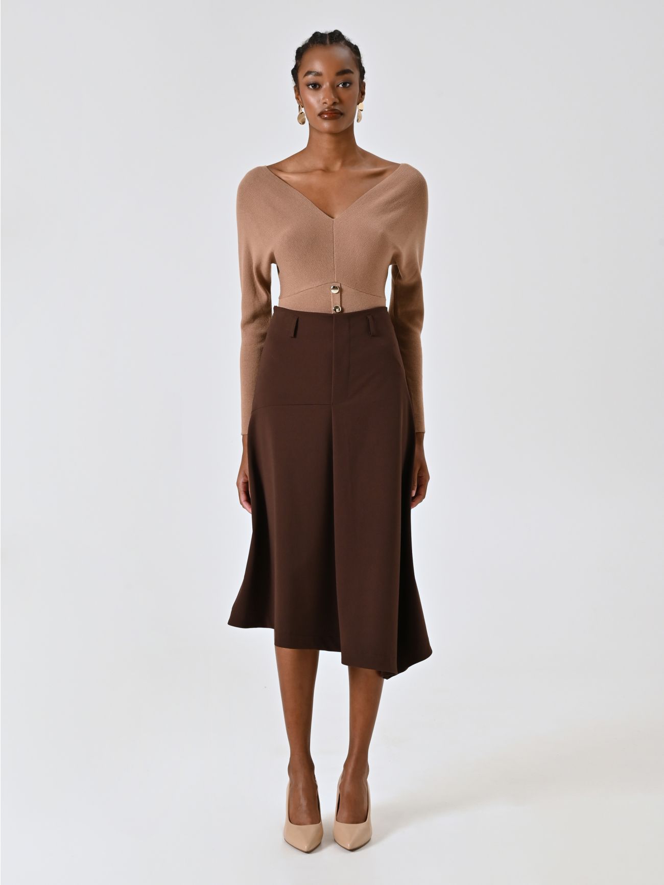 Chocolate Midi Skirt in Viscose Blend det_1
