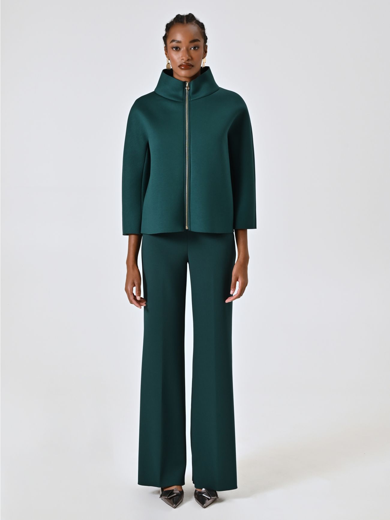 Green Cape in Scuba Fabric det_1