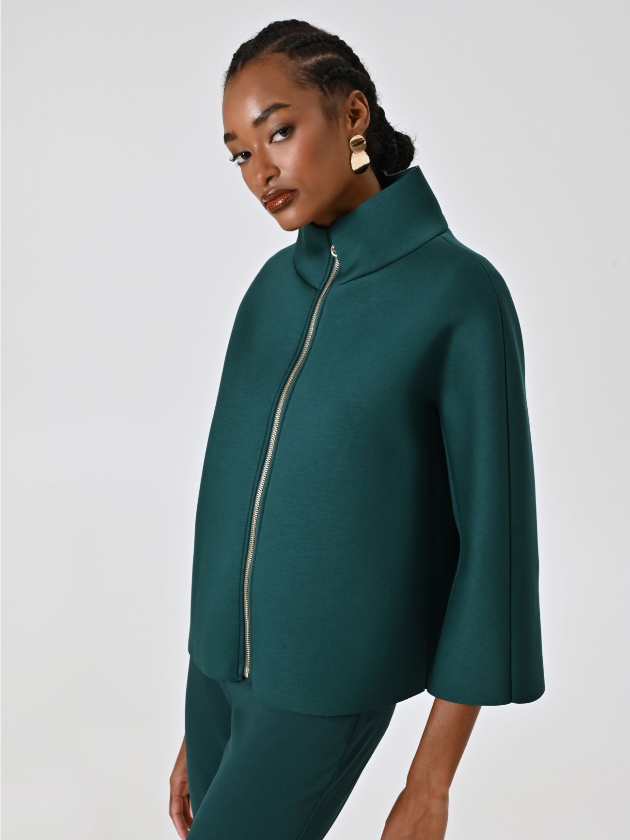 Green Cape in Scuba Fabric in_i7