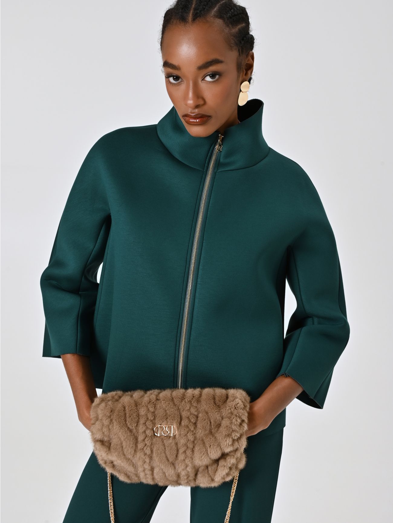 Green Cape in Scuba Fabric  Rinascimento