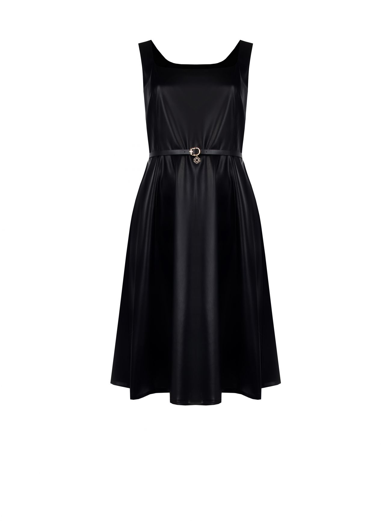 Vestido de vuelo curvy en piel sintética det_4
