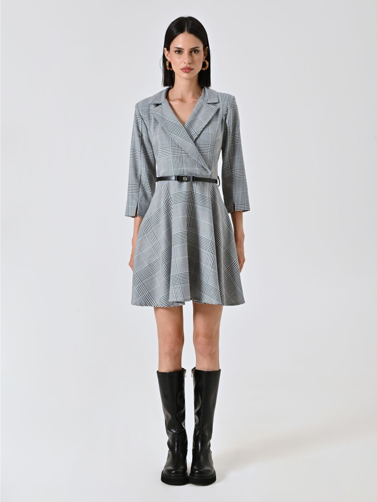 Kleid mit Hahnentrittmuster det_1