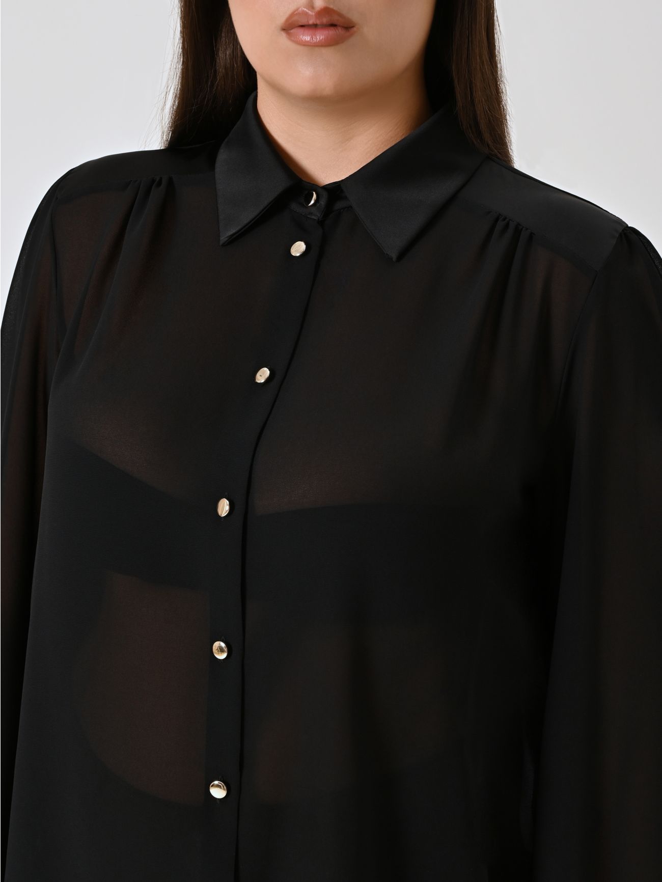 Curvy Black Satin Shirt in_i5