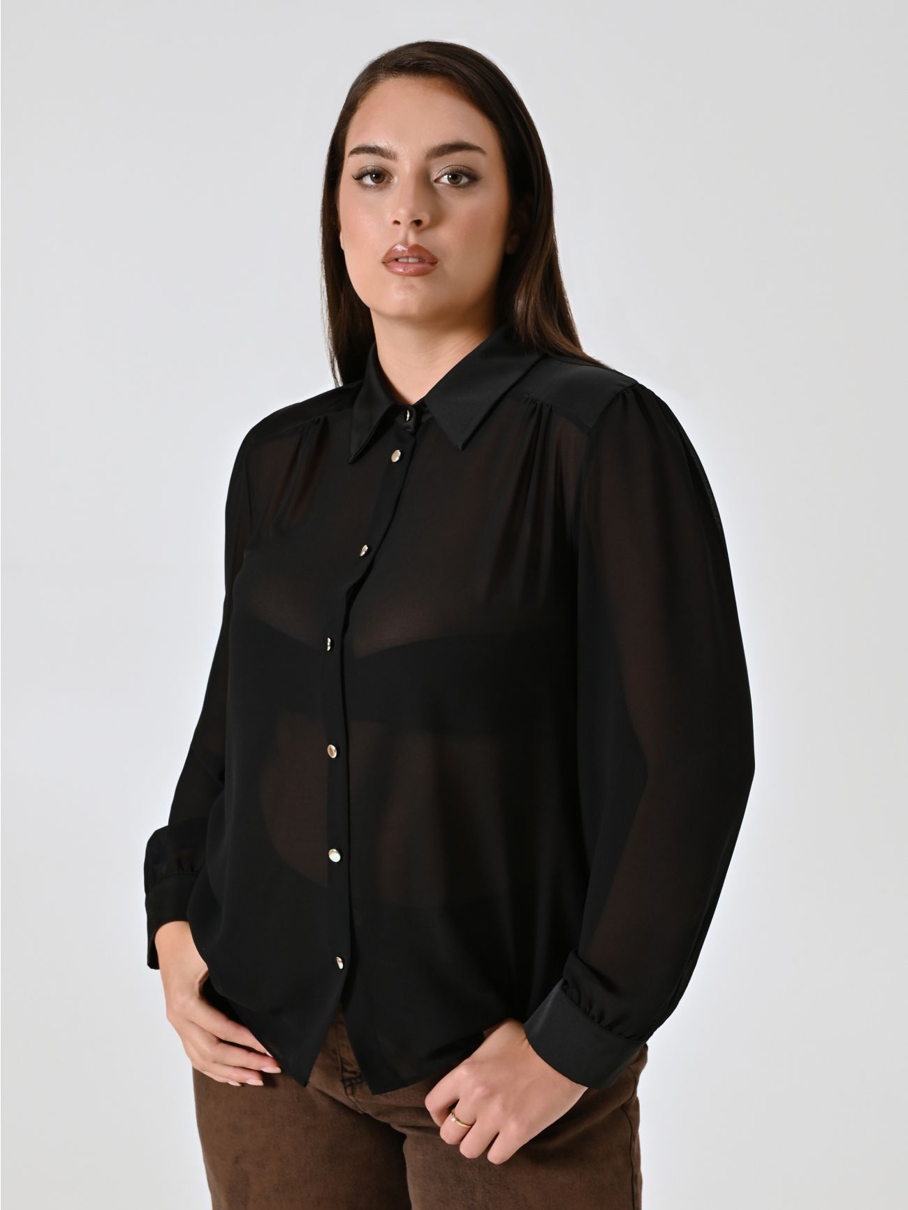 Curvy Black Satin Shirt in_i7