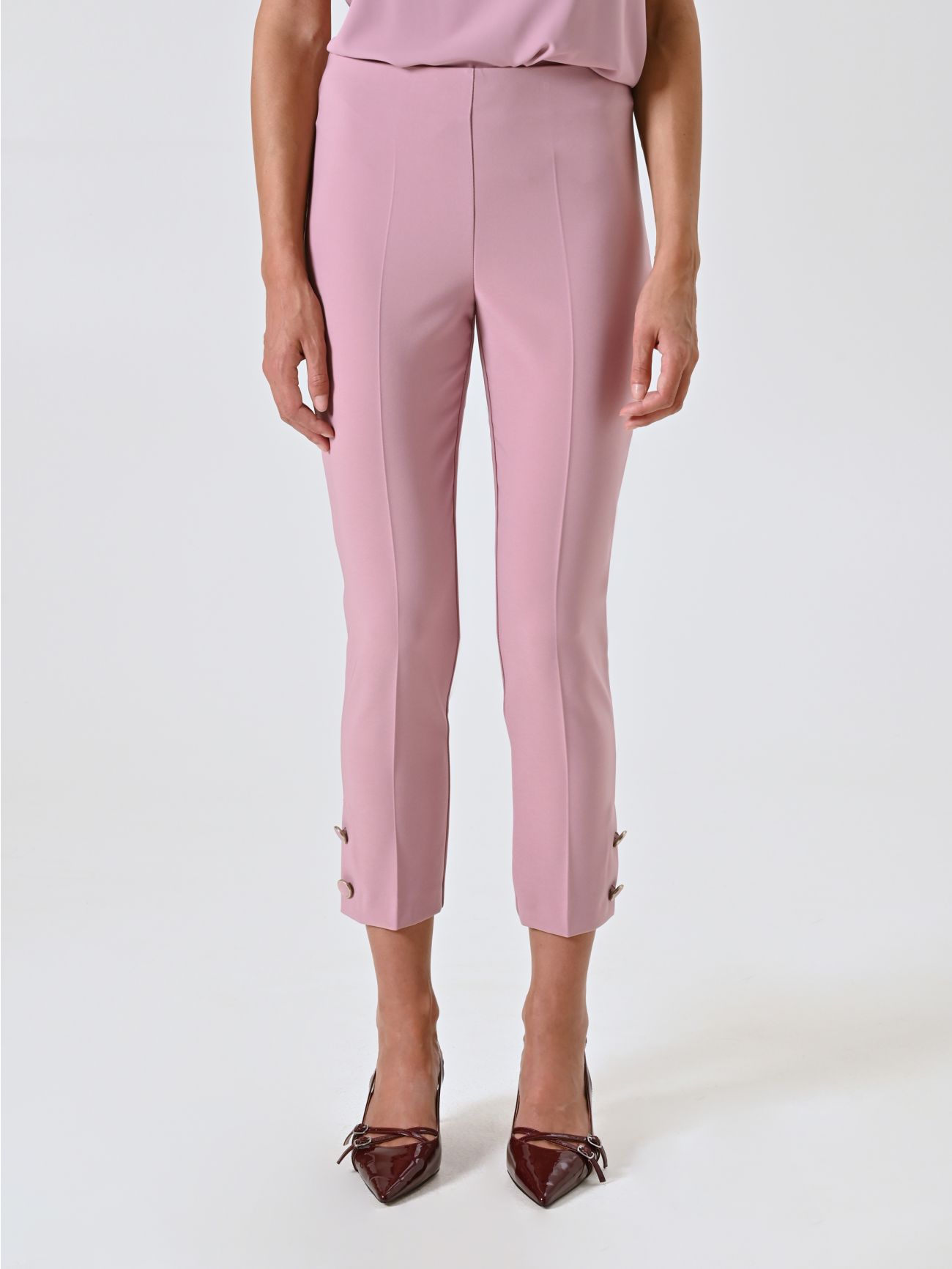 Straight Trousers in Mauve Pink Technical Fabric det_2