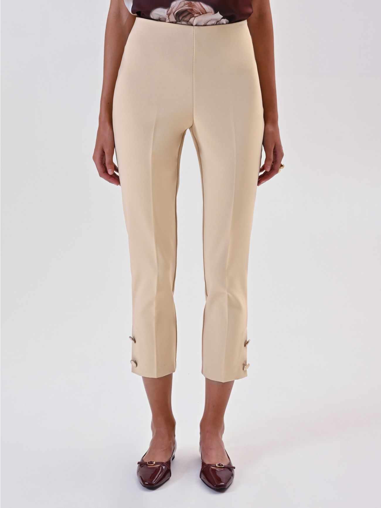 Straight Trousers in Dark Beige Technical Fabric det_2