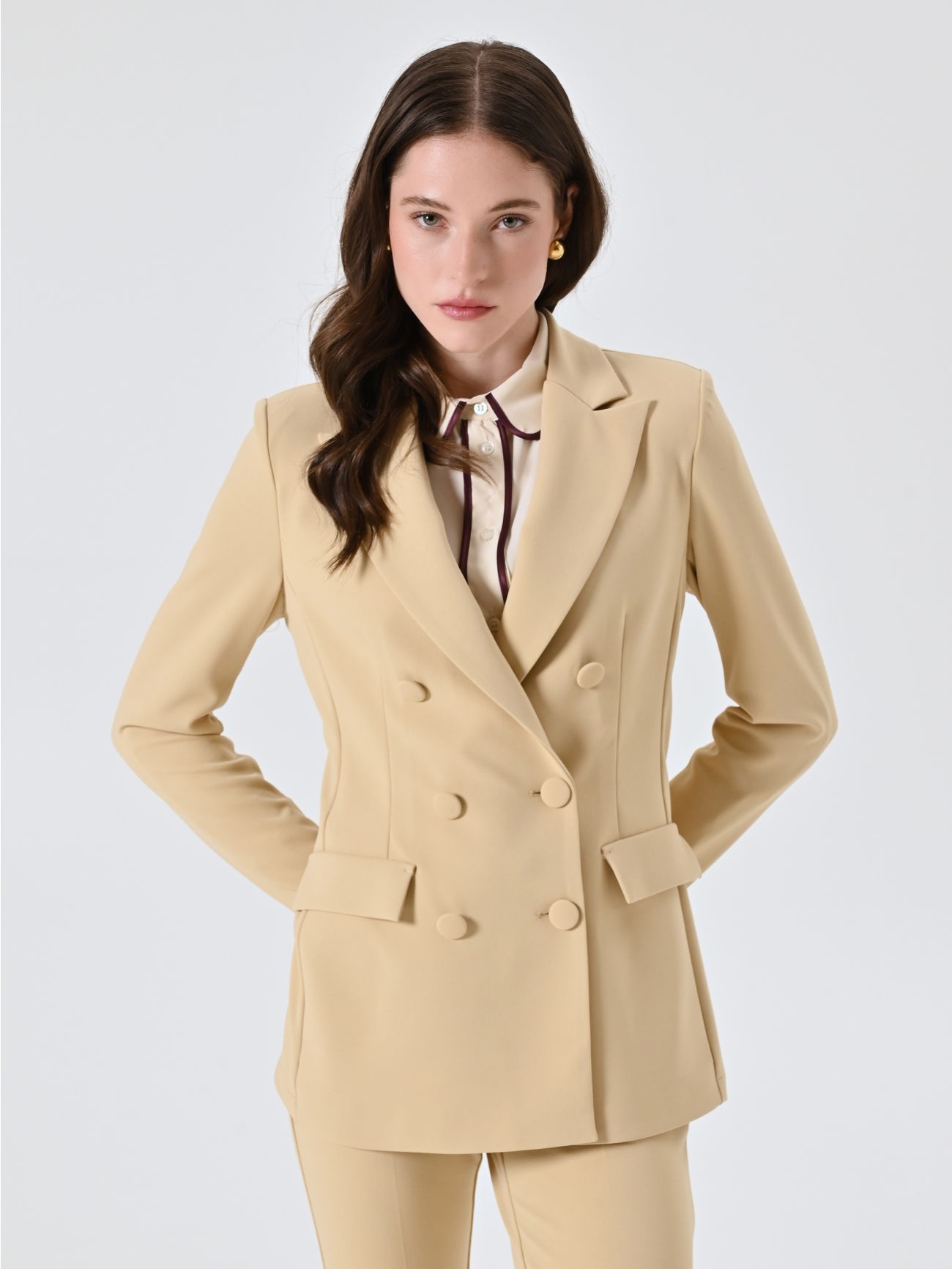 Giacca Doppiopetto Beige Scuro  in_i7