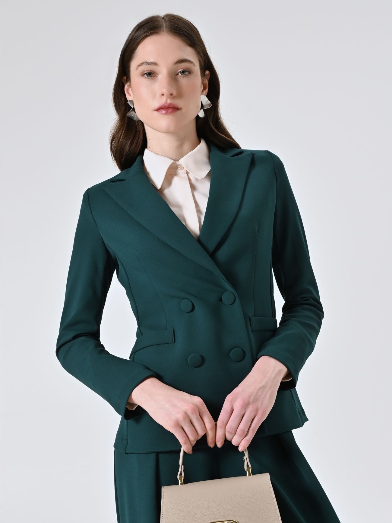 Veste croisée verte en néoprène  Rinascimento
