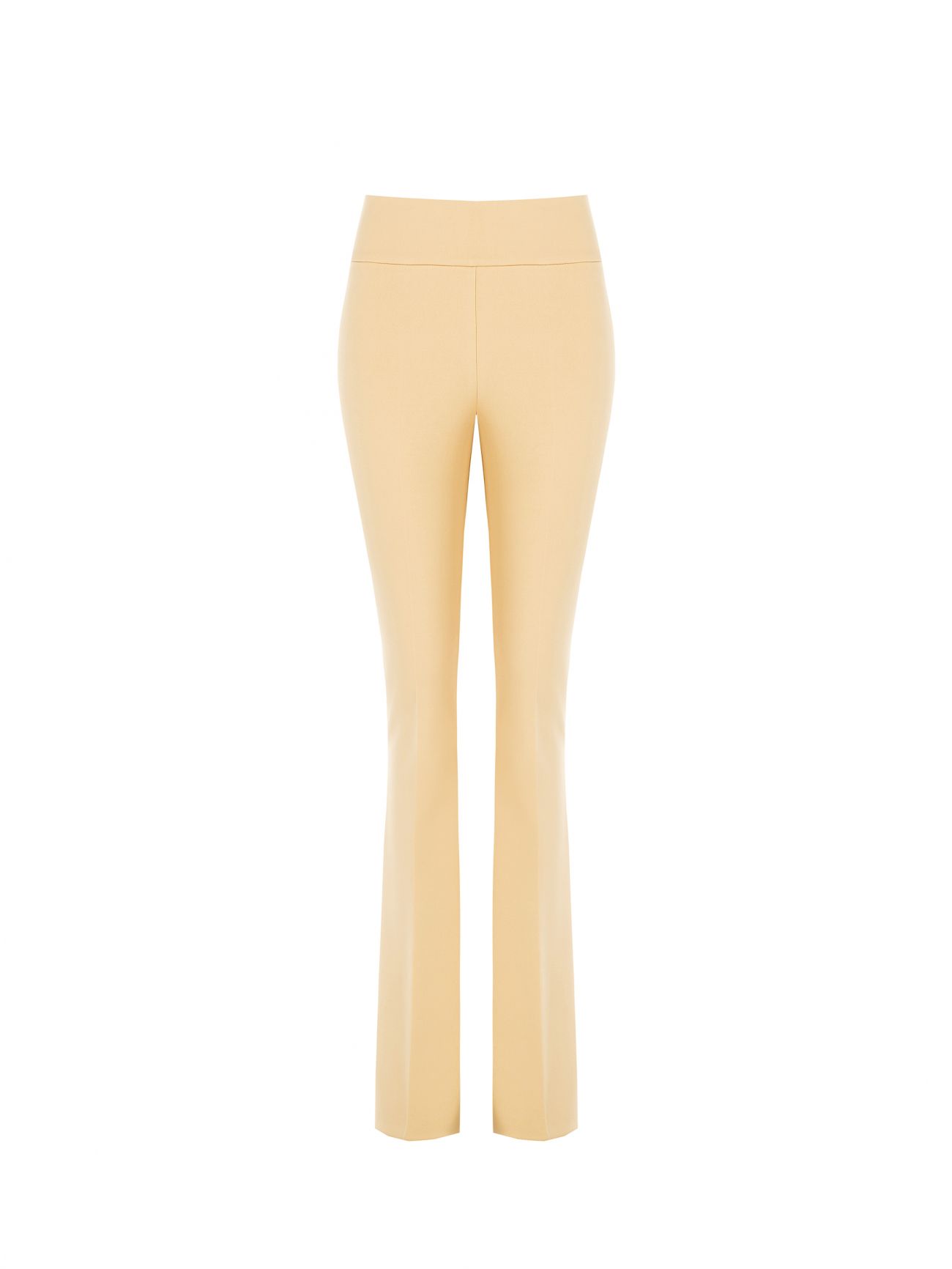 Flared Trousers in Dark Beige Scuba Crepe det_4