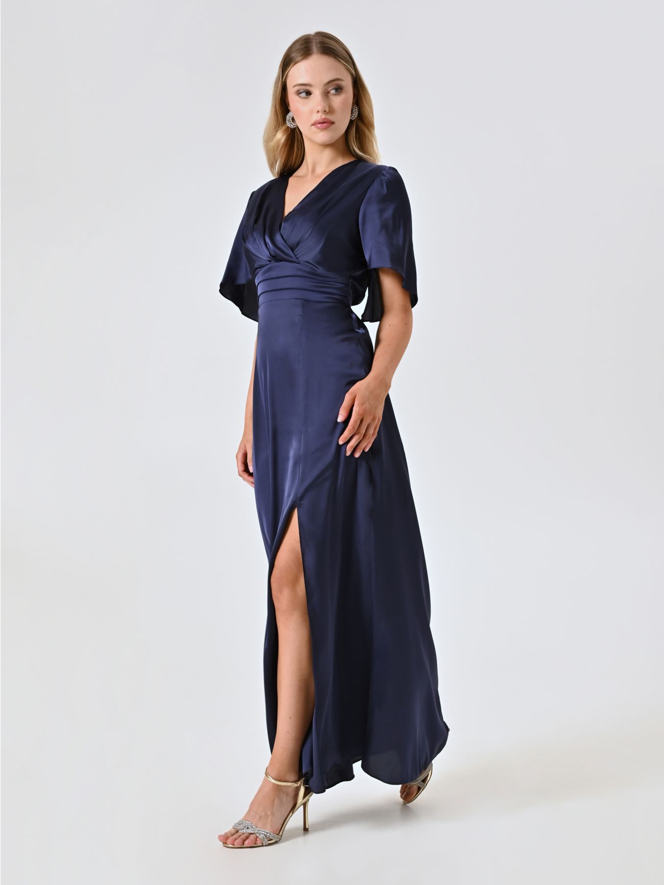Abito Lungo in Raso Blu in_i7