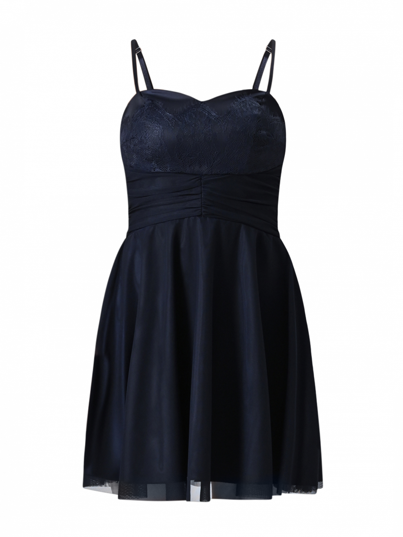 Robe courte évasée bleu marine det_4