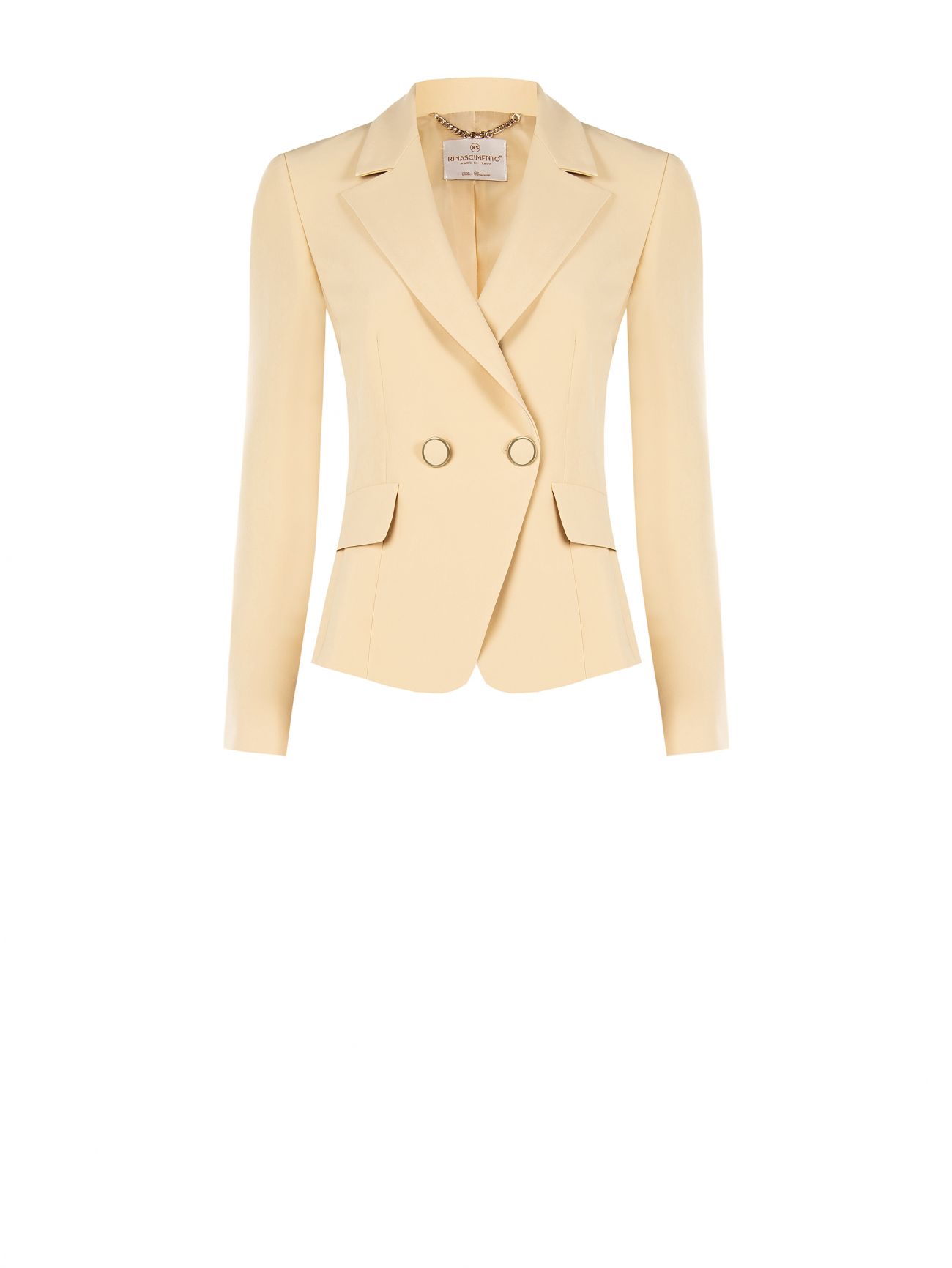 Jasnobeżowa marynarka dwurzędowa det_4