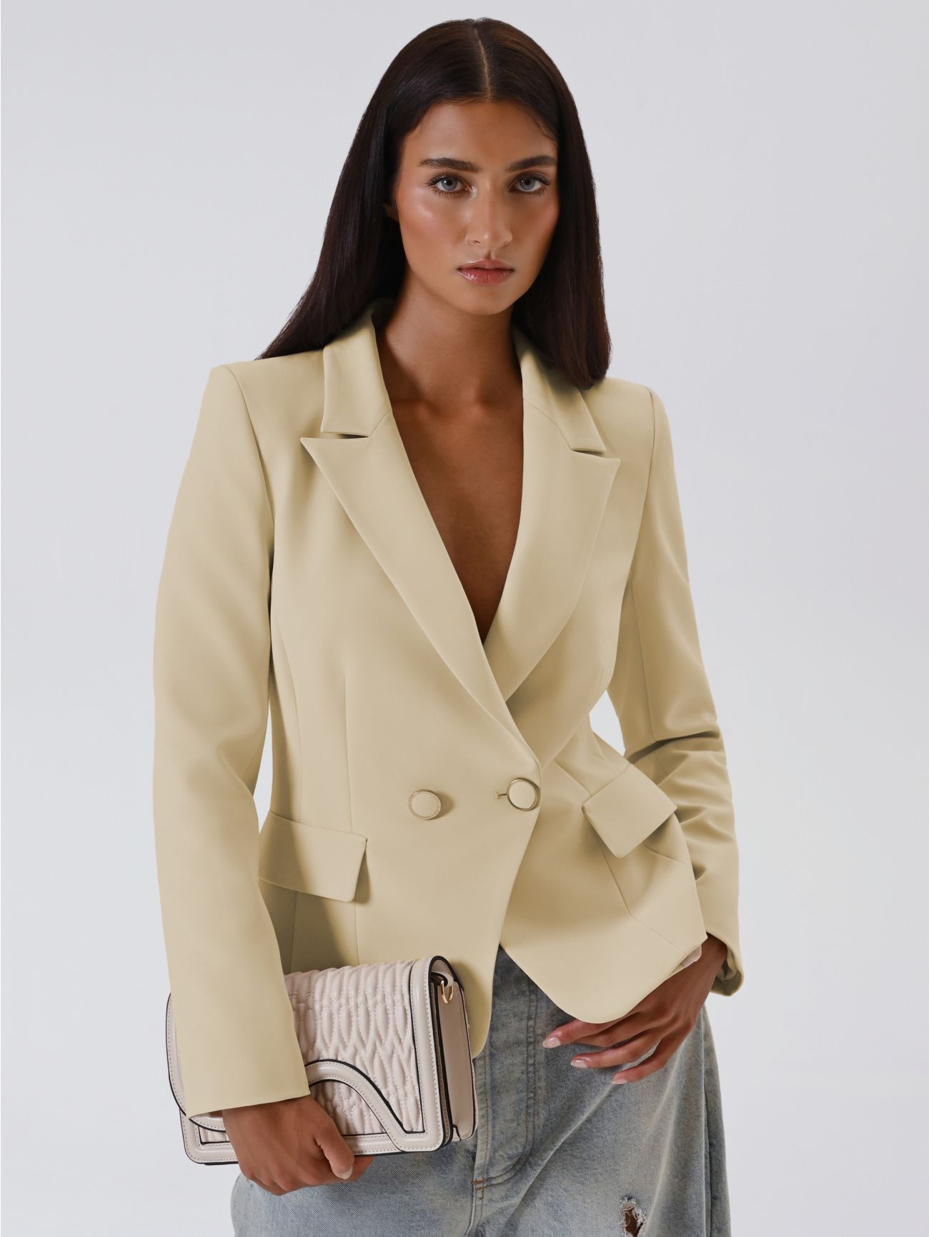 Light Beige Double-Breasted Jacket  Rinascimento