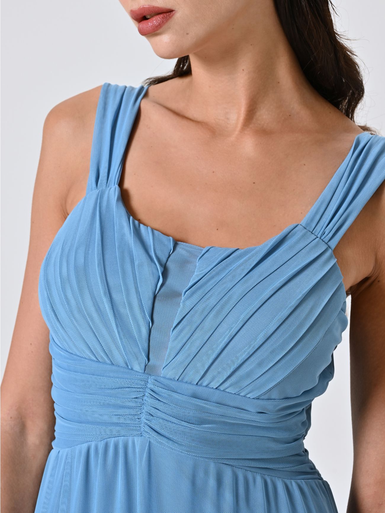 Abito Lungo in Tulle Azzurro in_i5