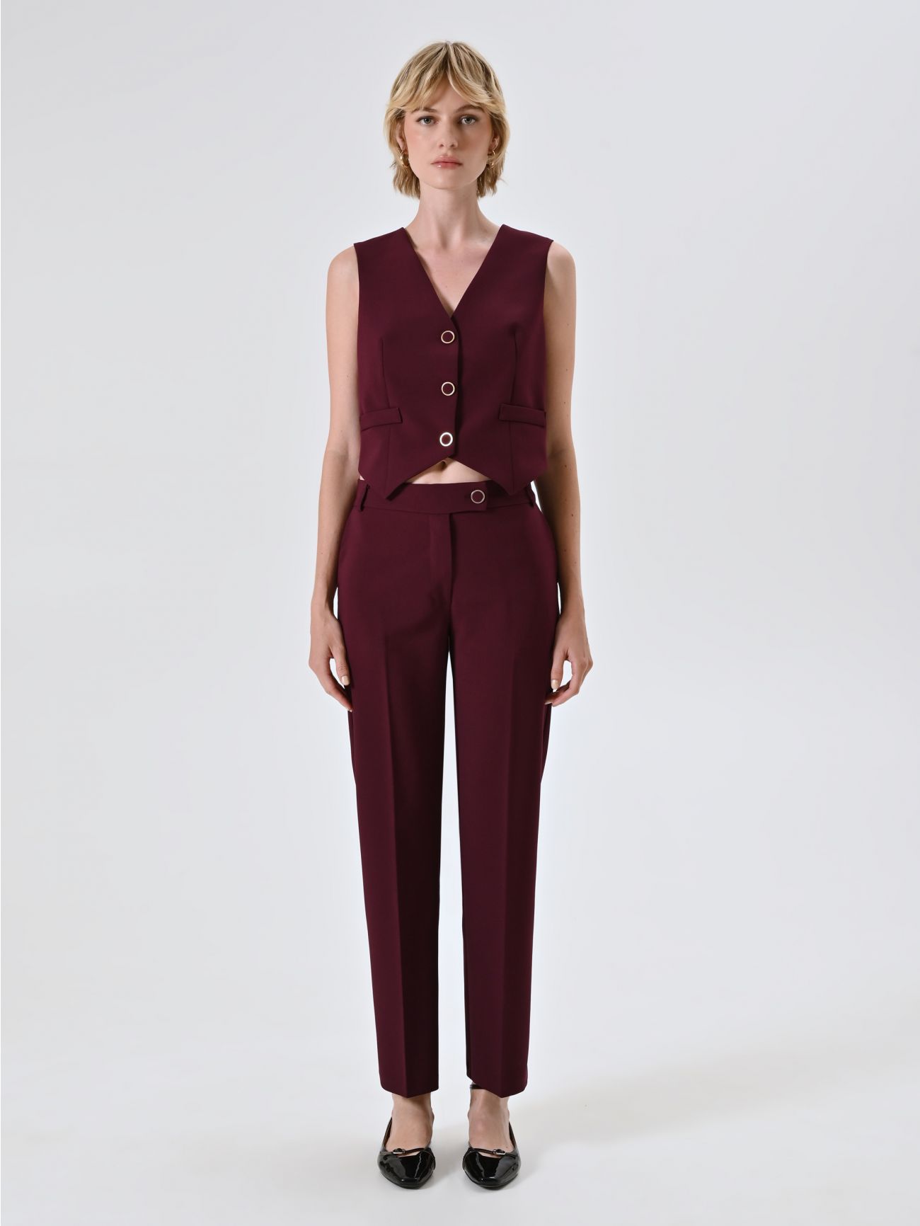 Gilet in Tessuto Tecnico Bordeaux det_1