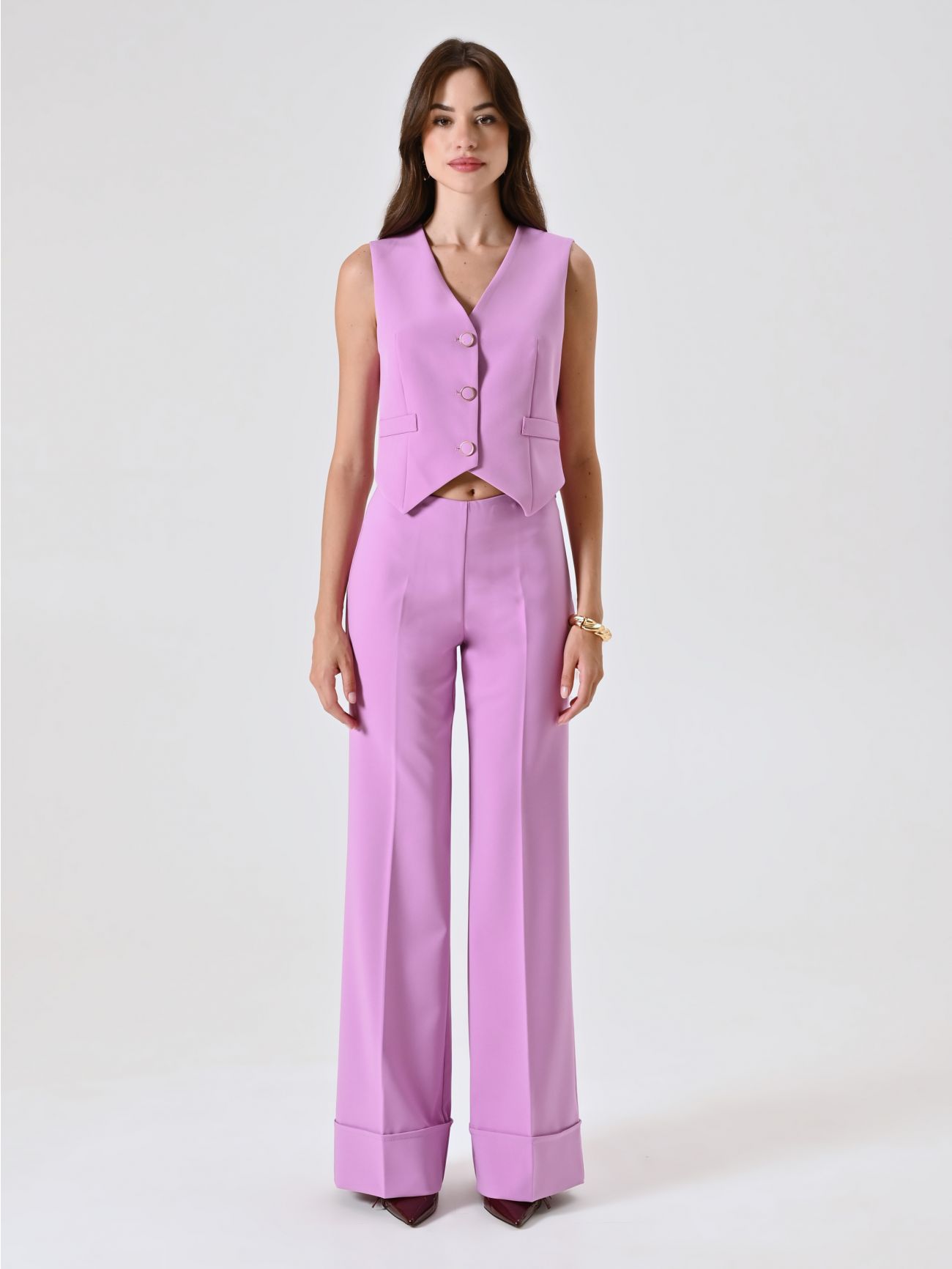 Waistcoat in Orchid Pink Technical Fabric det_1