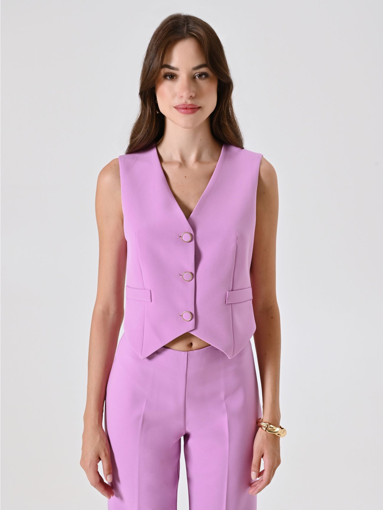Waistcoat in Orchid Pink Technical Fabric det_2