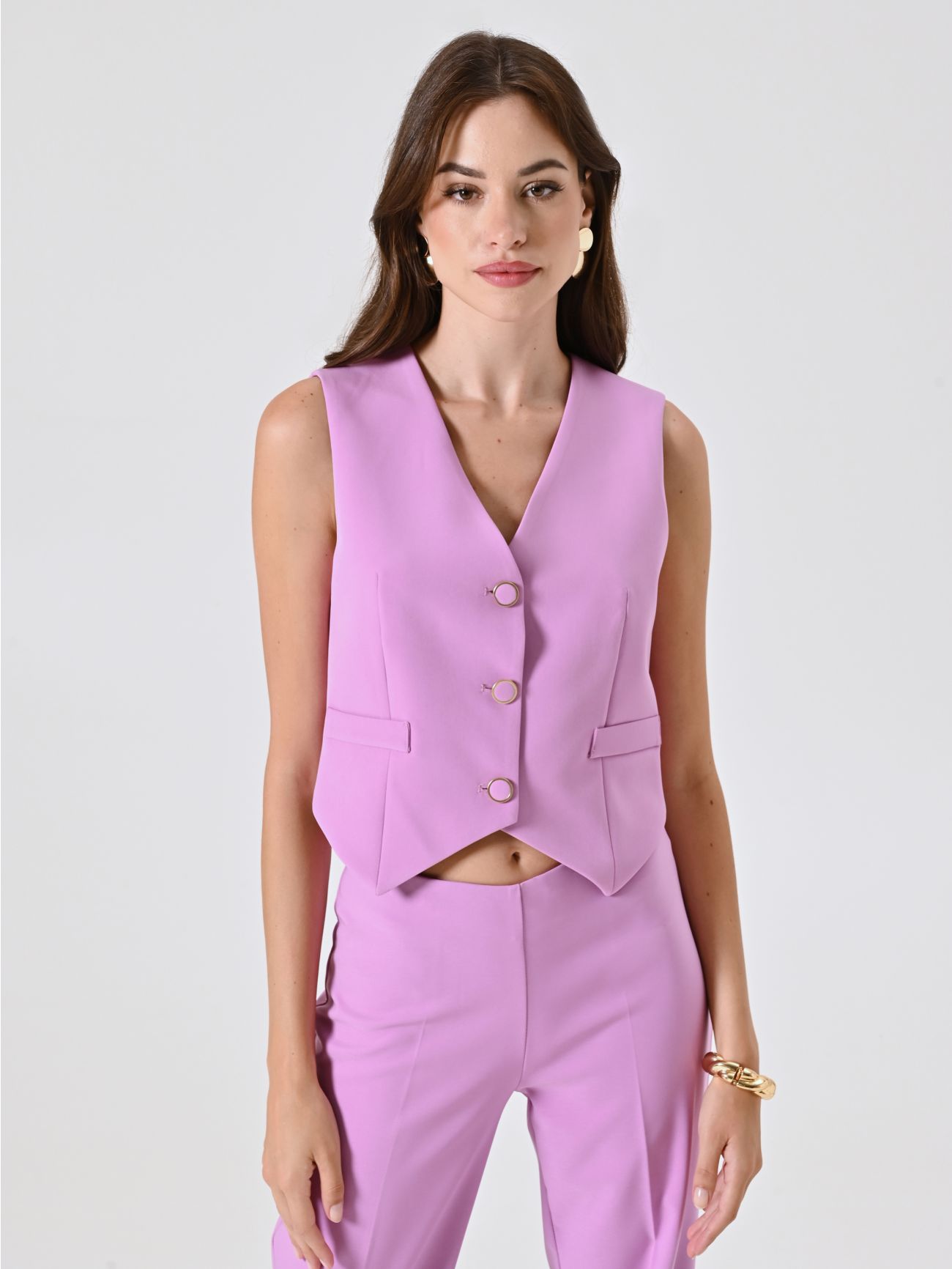 Waistcoat in Orchid Pink Technical Fabric in_i7