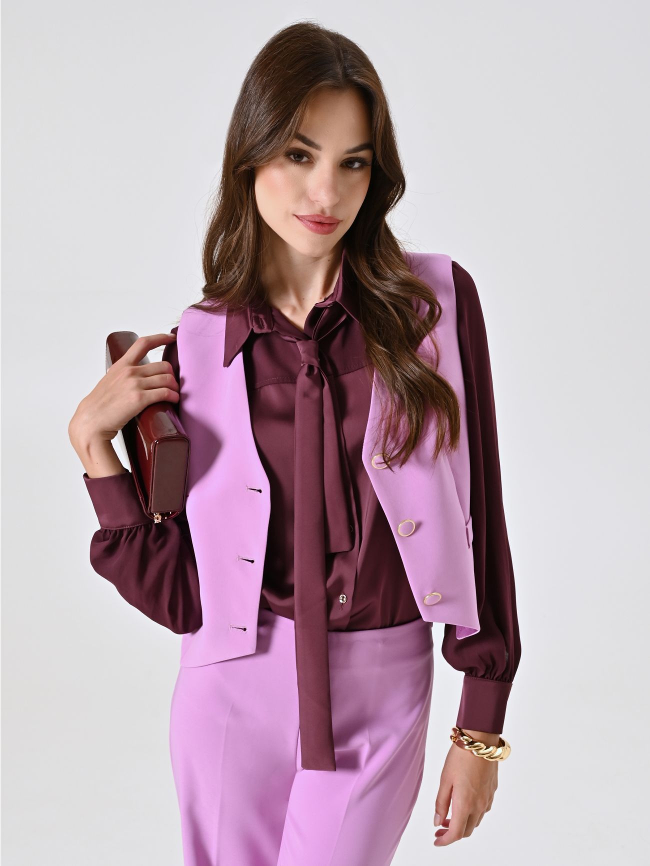 Waistcoat in Orchid Pink Technical Fabric  Rinascimento
