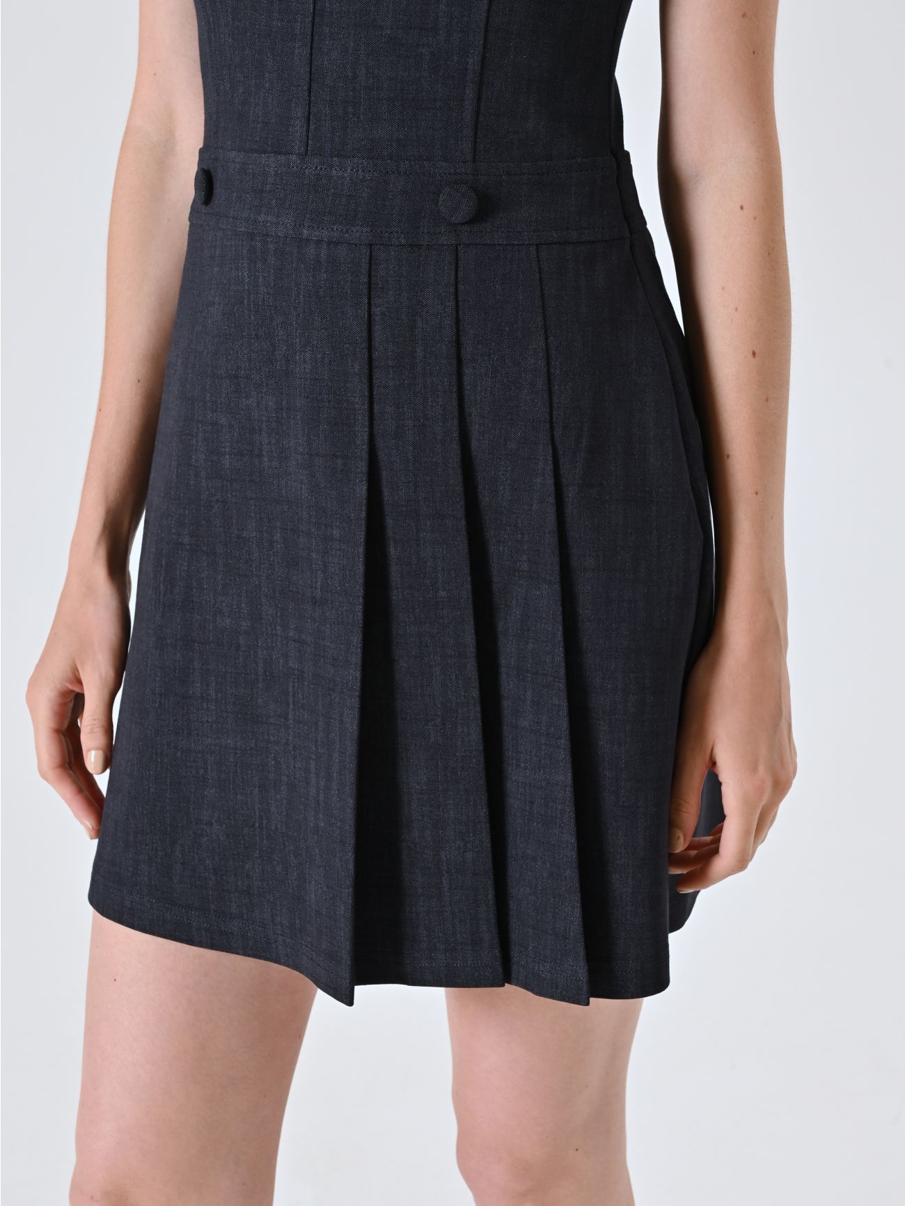 Slub Milano-stitch Denim-Effect Dress in_i5