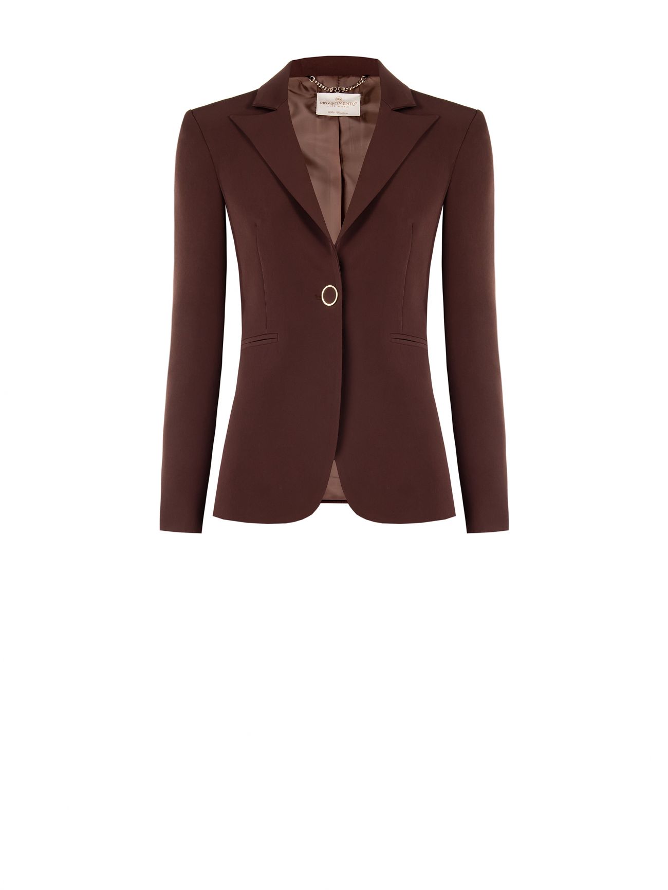 Single-breasted Jacket in Brown Technical Fabric det_4
