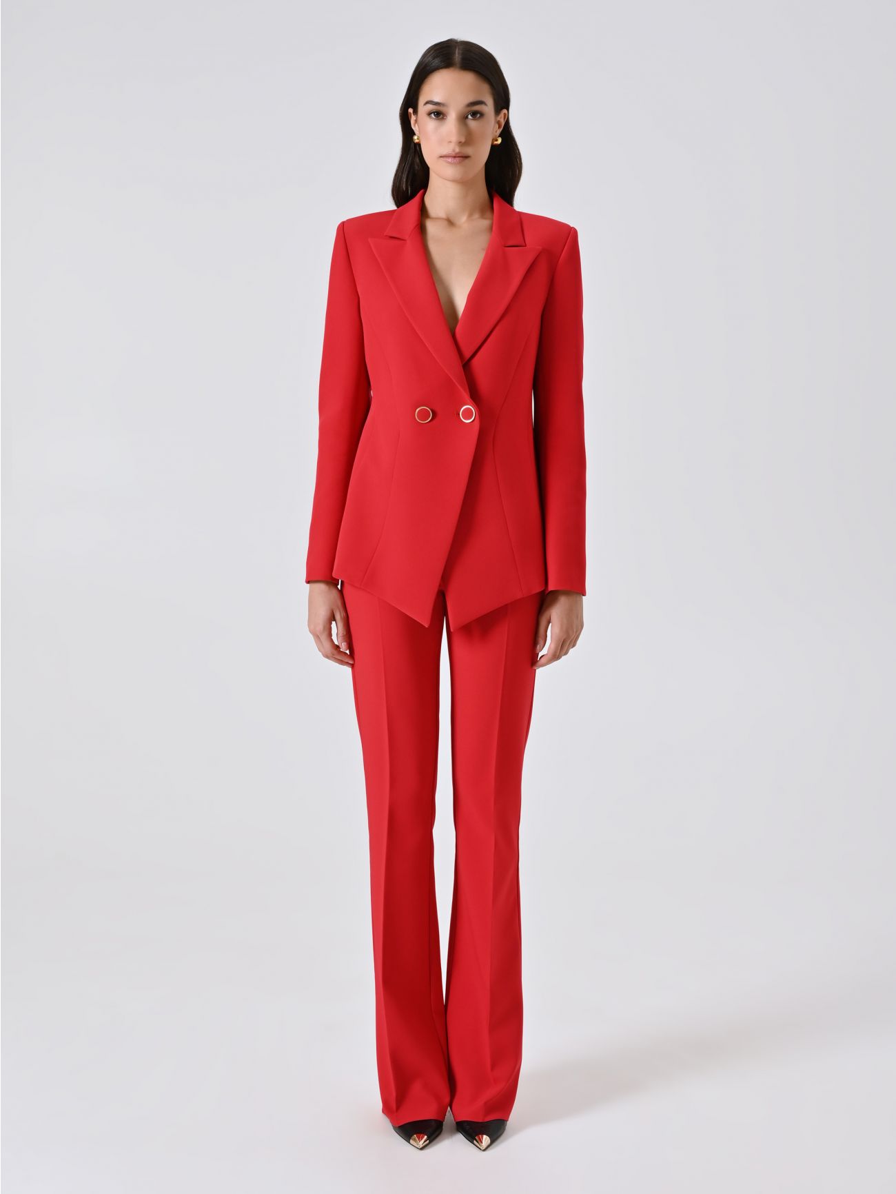 Red Double-Breasted Jacket in Technical Fabric det_1
