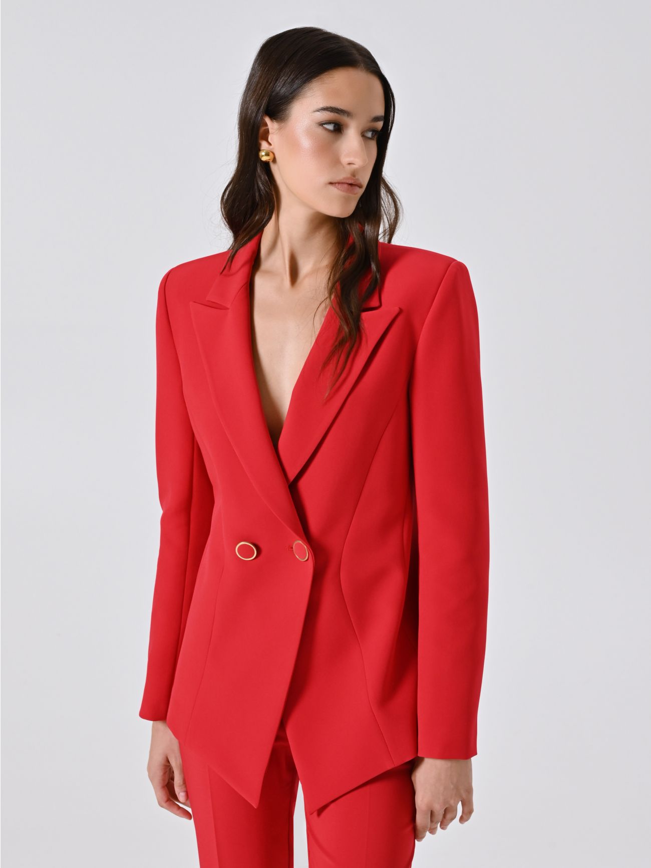 Red Double-Breasted Jacket in Technical Fabric in_i7