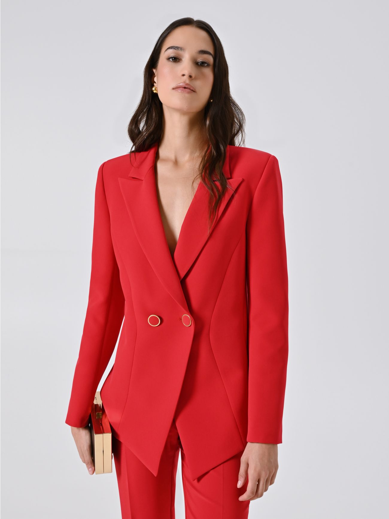 Red Double-Breasted Jacket in Technical Fabric sp_e1
